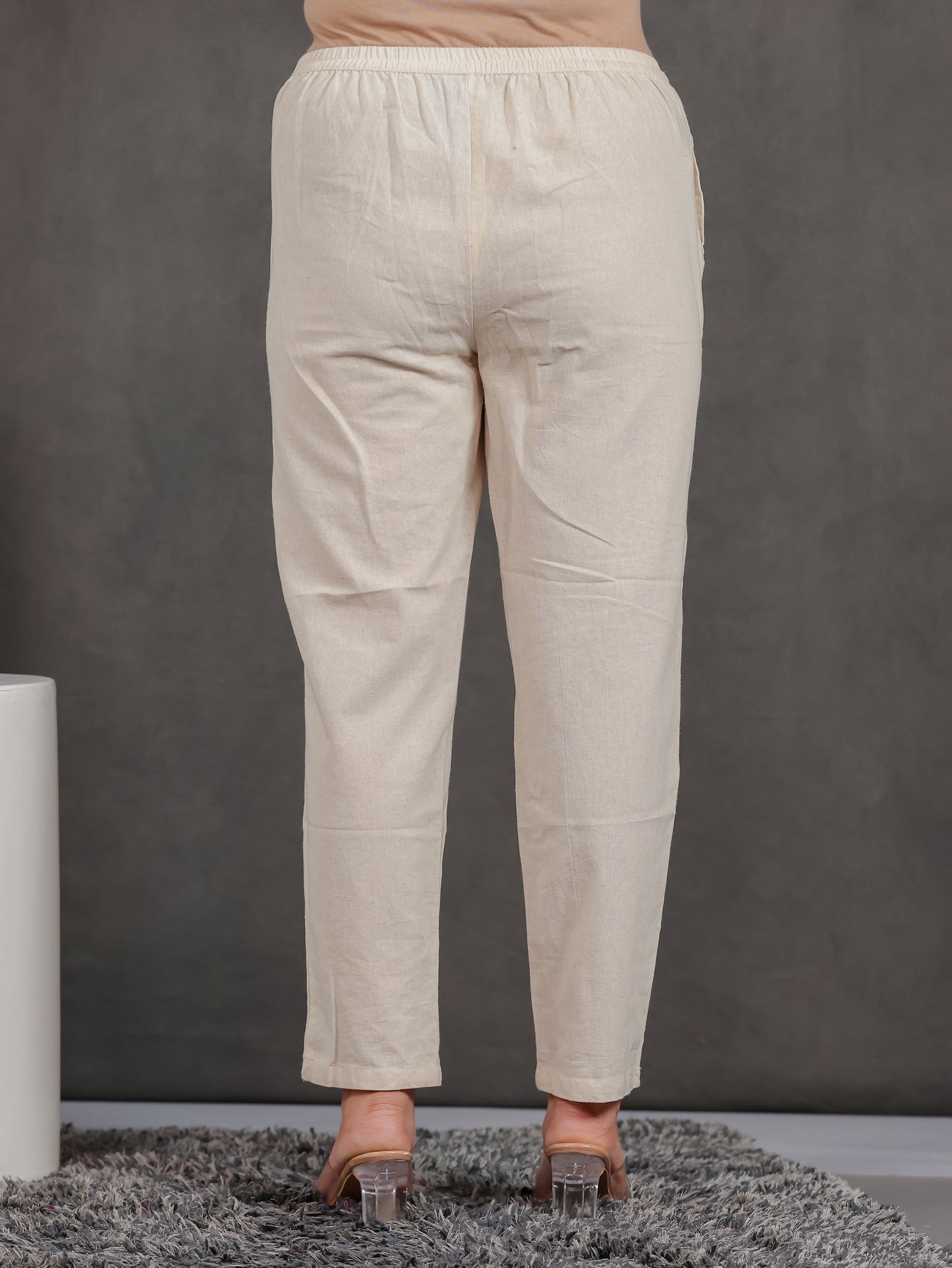 Soft Cotton Floral Straight Off White Kurta