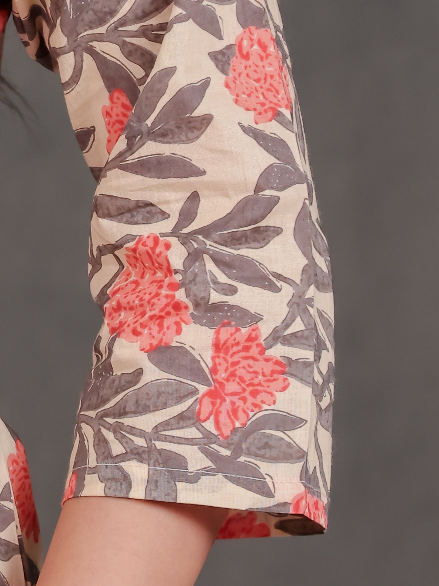 Soft Cotton Floral Straight Off White Kurta