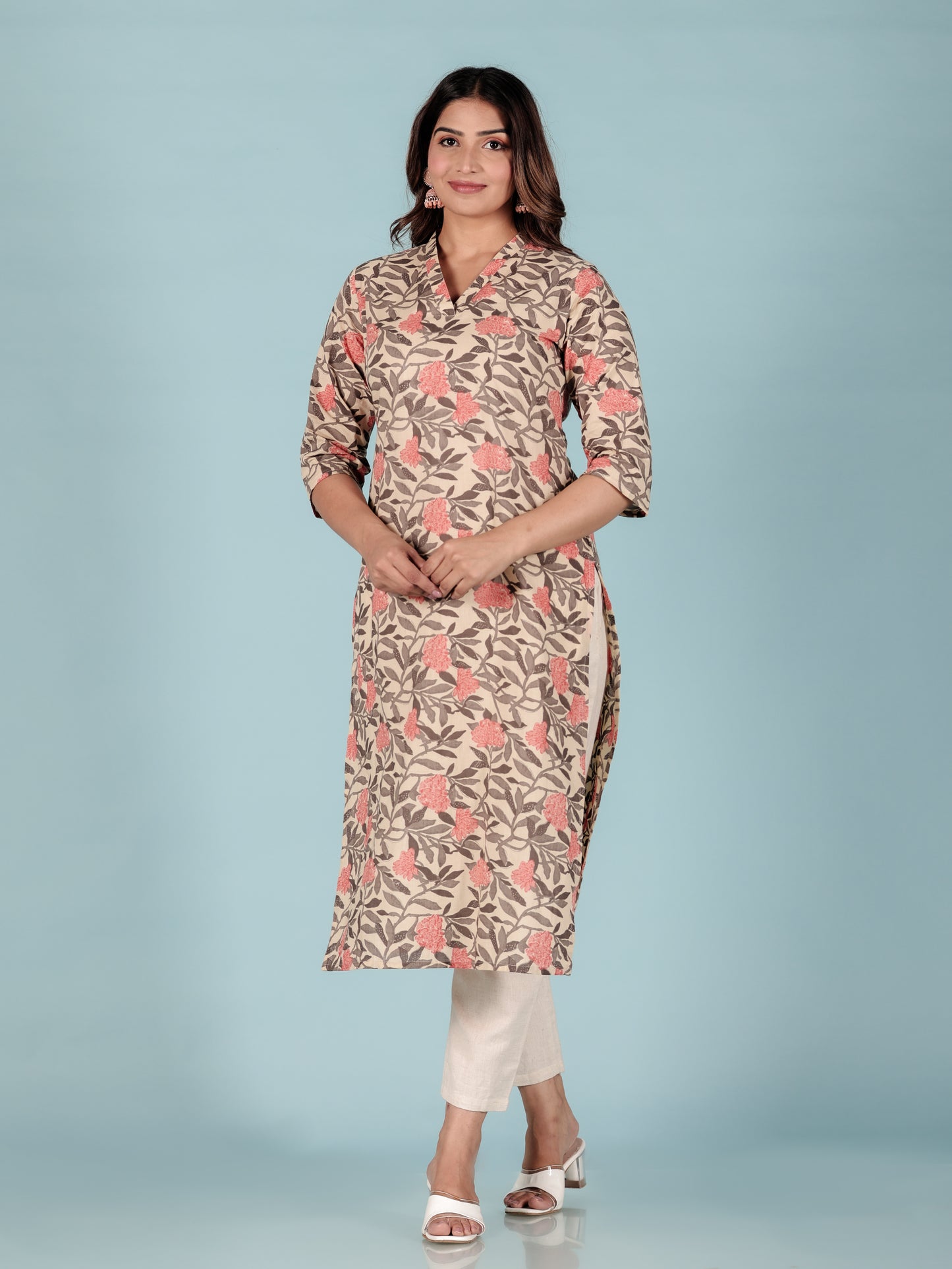 Soft Cotton Floral Kurta