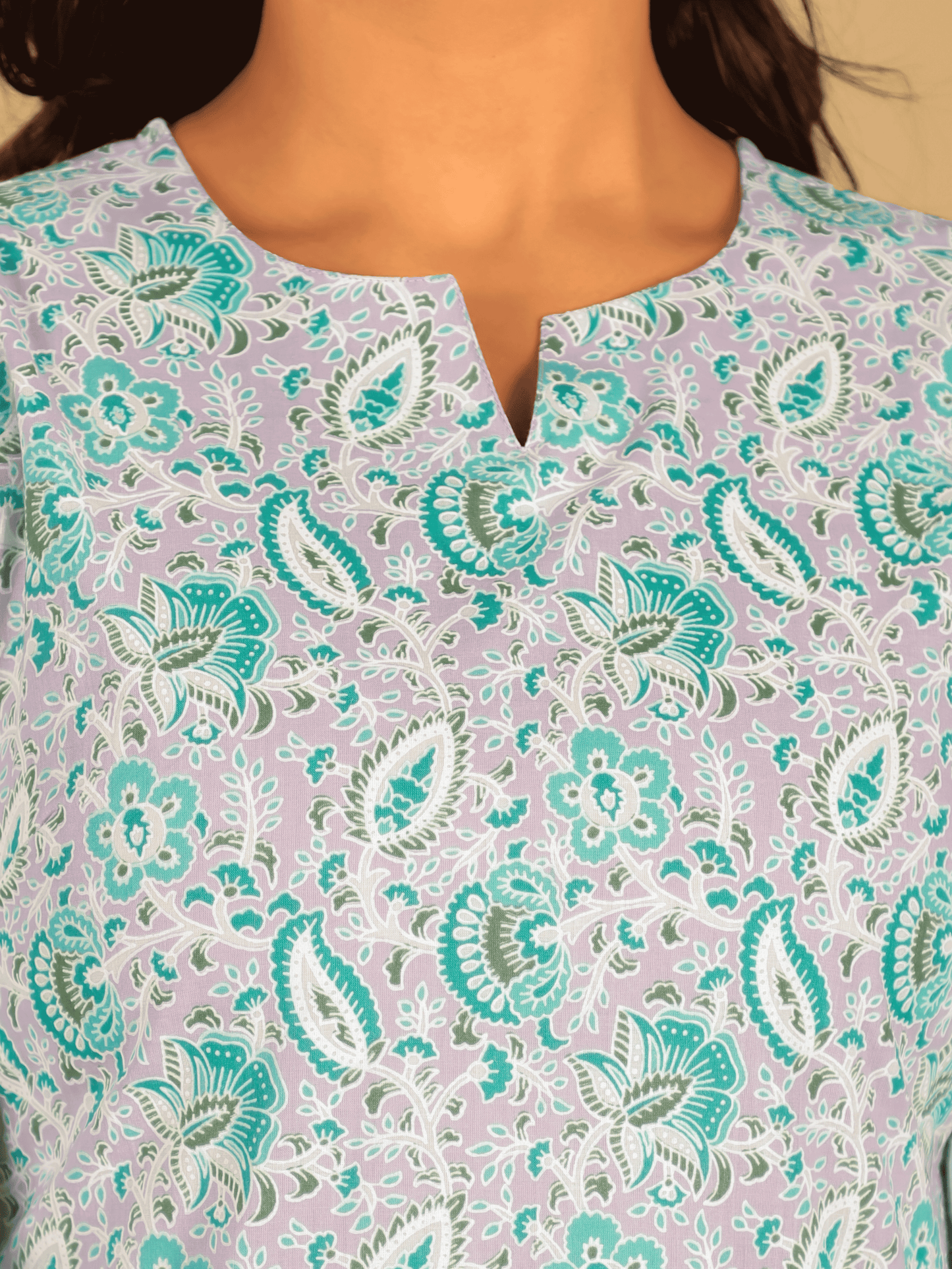 Soft Cotton Floral Straight Purple Kurti