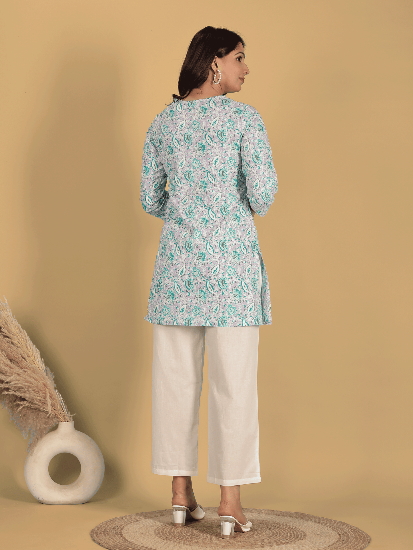 Soft Cotton Floral Straight Purple Kurti