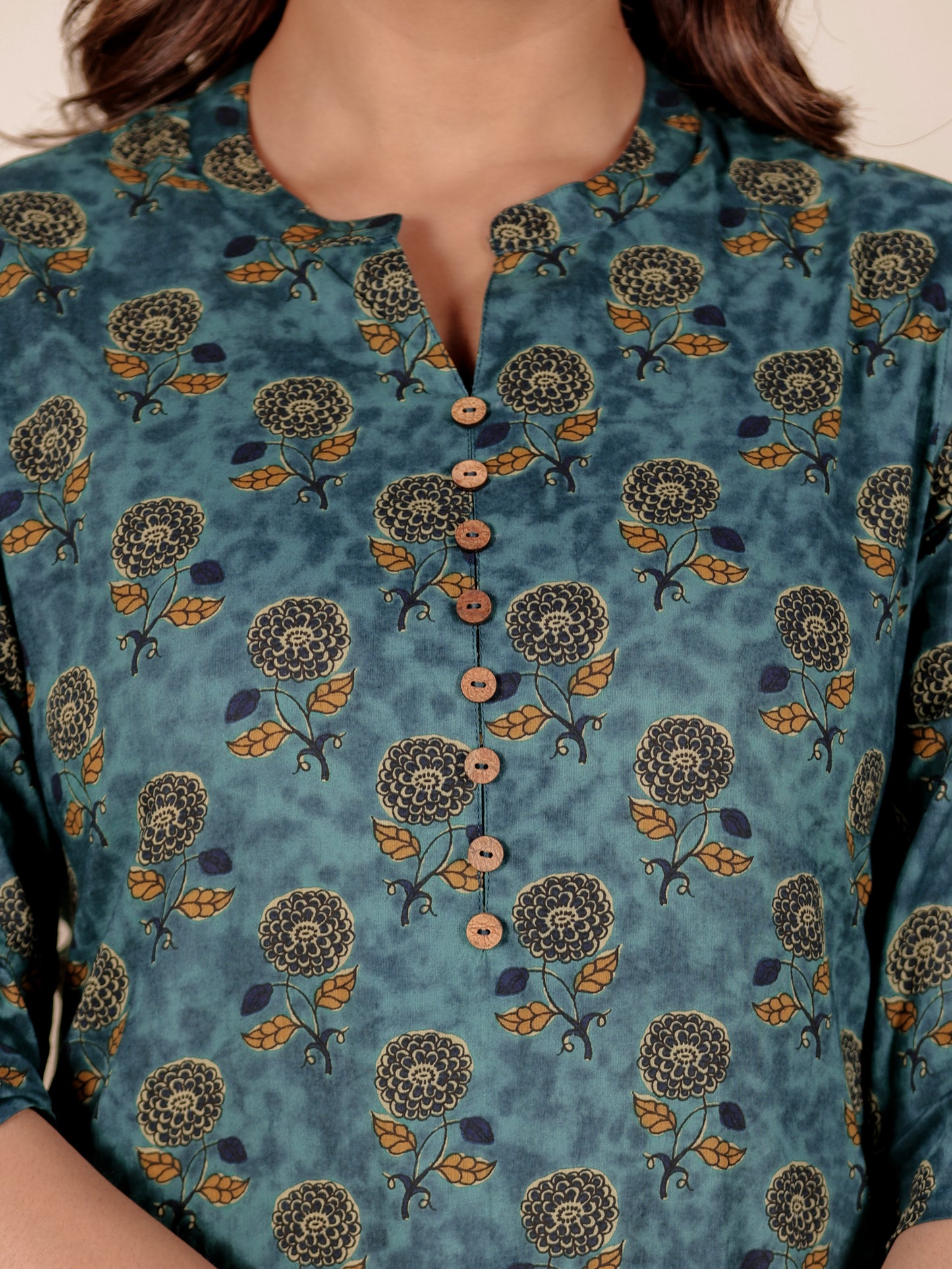 Soft Cotton Floral Straight Emerald Green Kurta