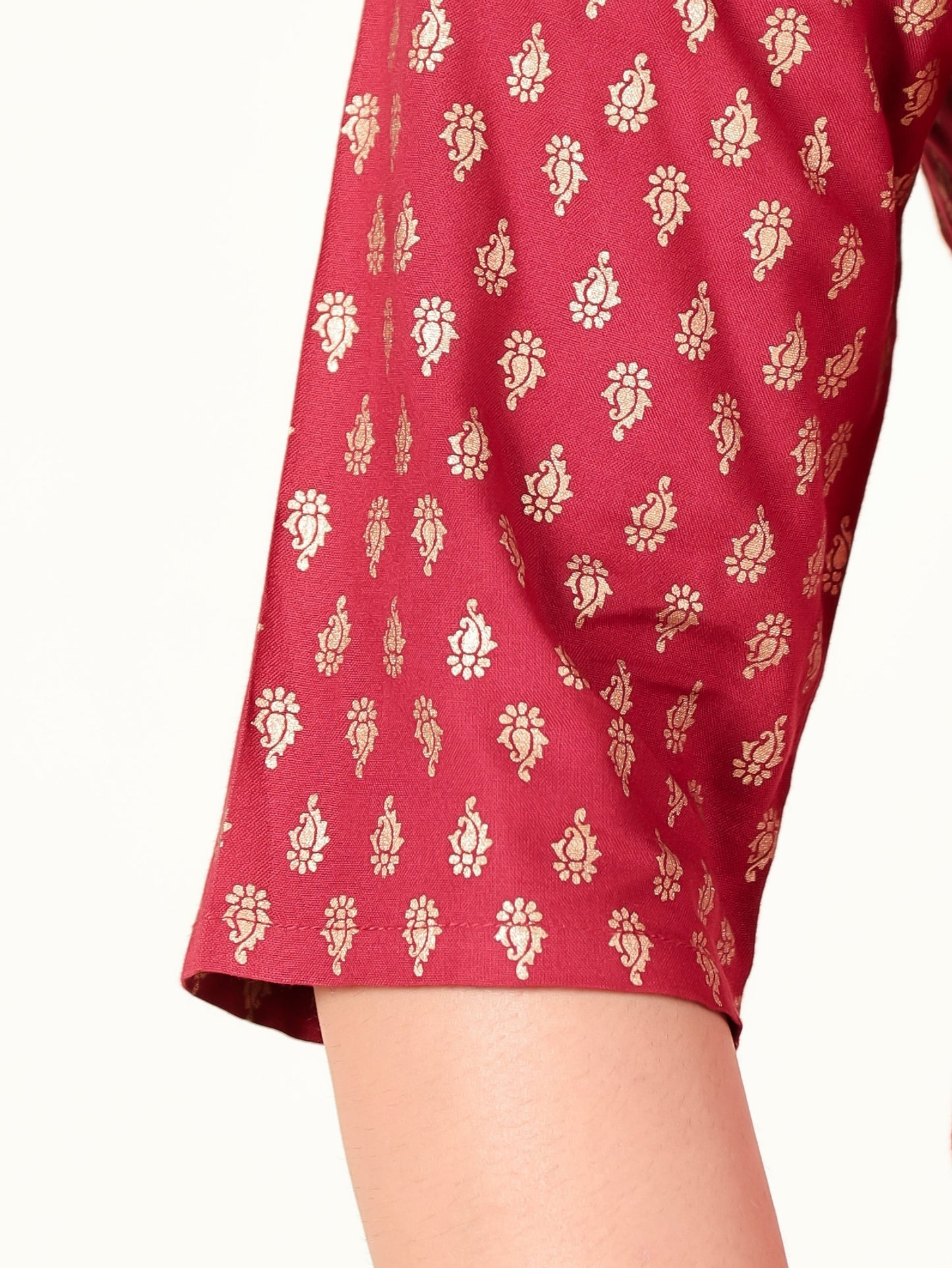Viscose Butti Straight Red Kurta