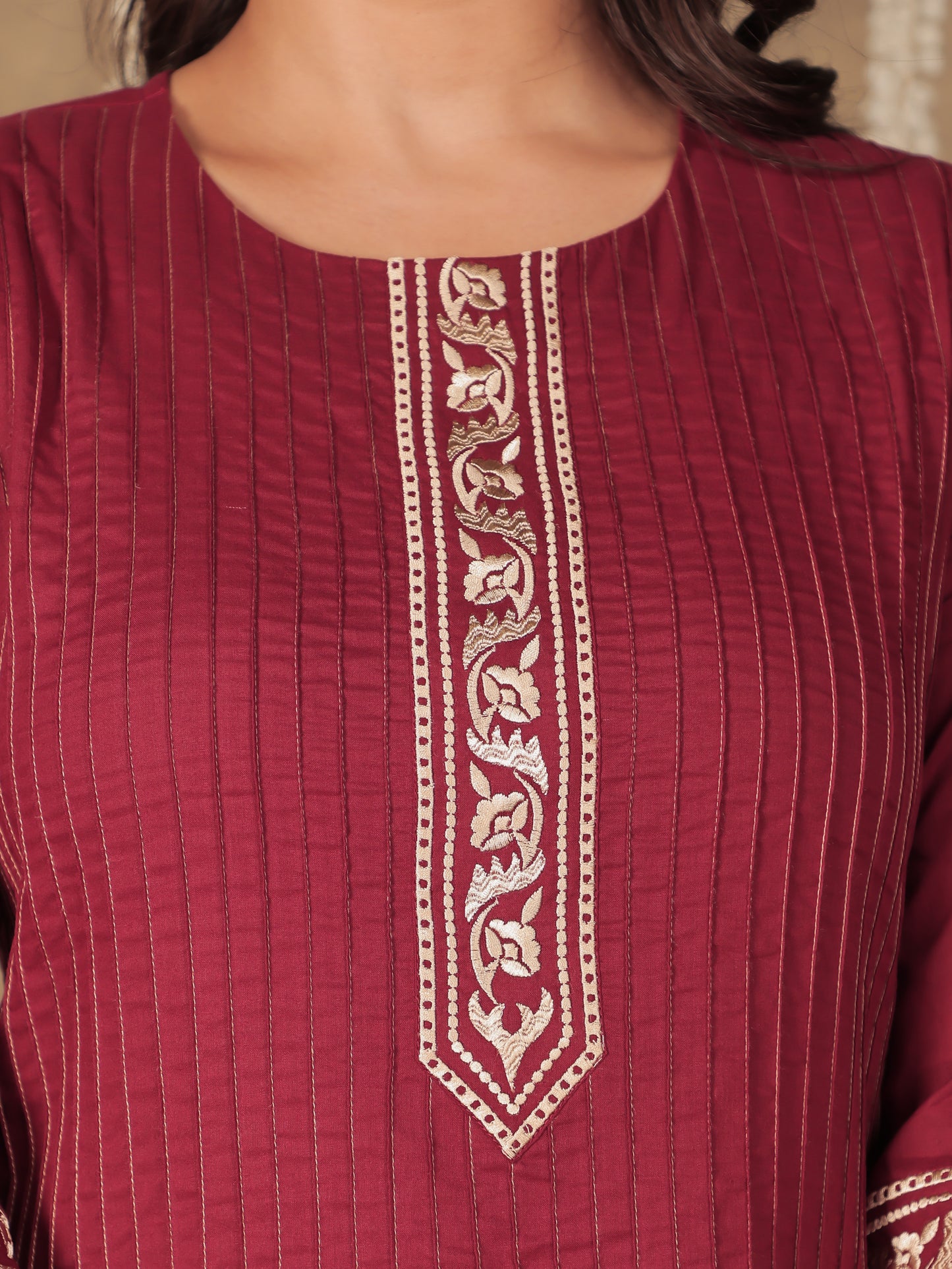 Soft Cotton Solid Straight Maroon Kurta
