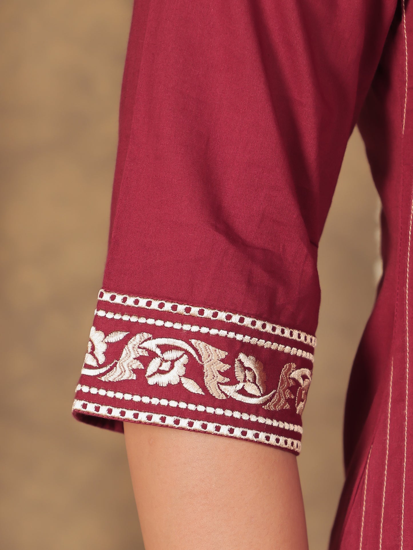 Soft Cotton Solid Straight Maroon Kurta