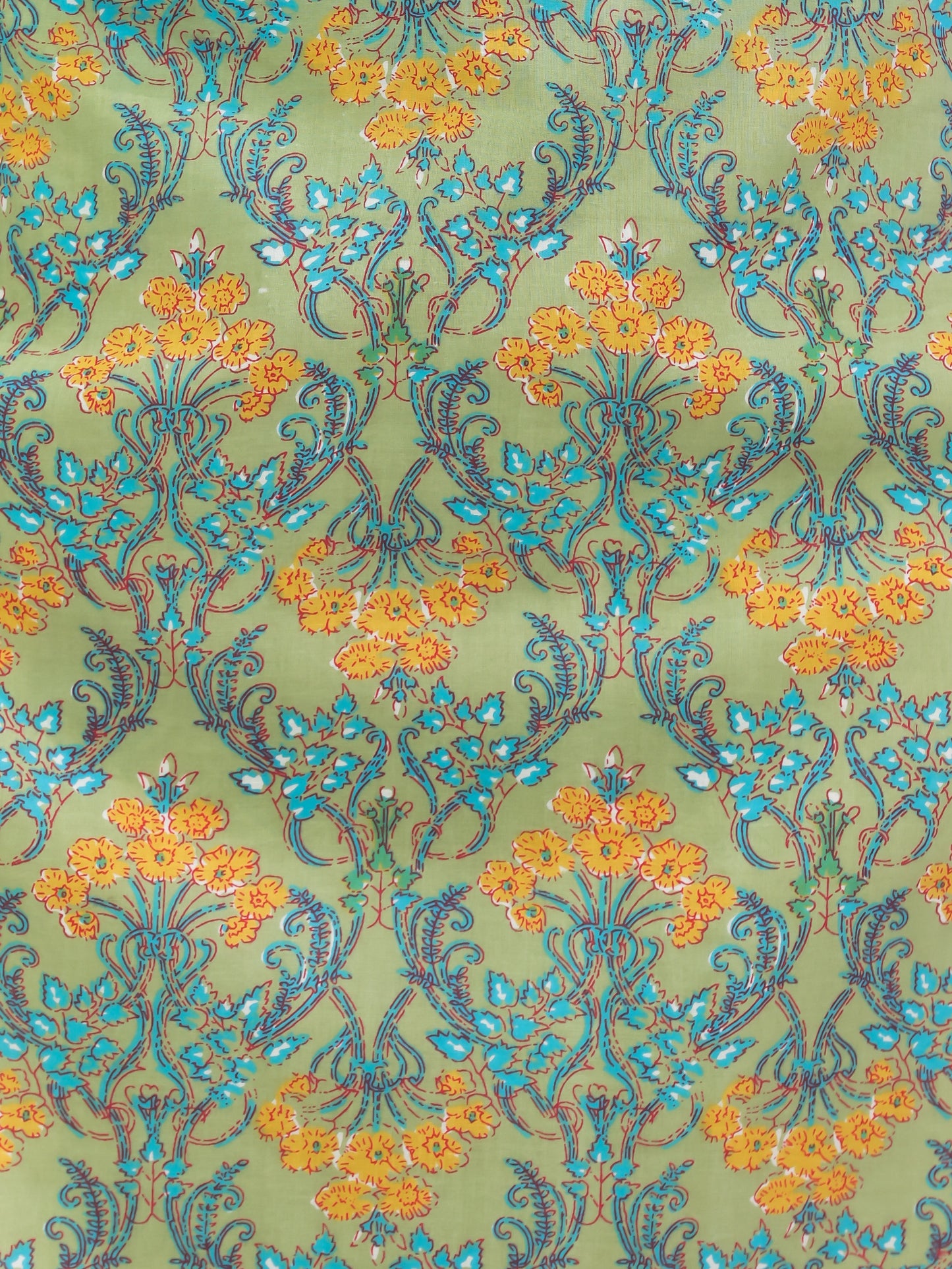 Soft Cotton Floral Straight Green Kurta