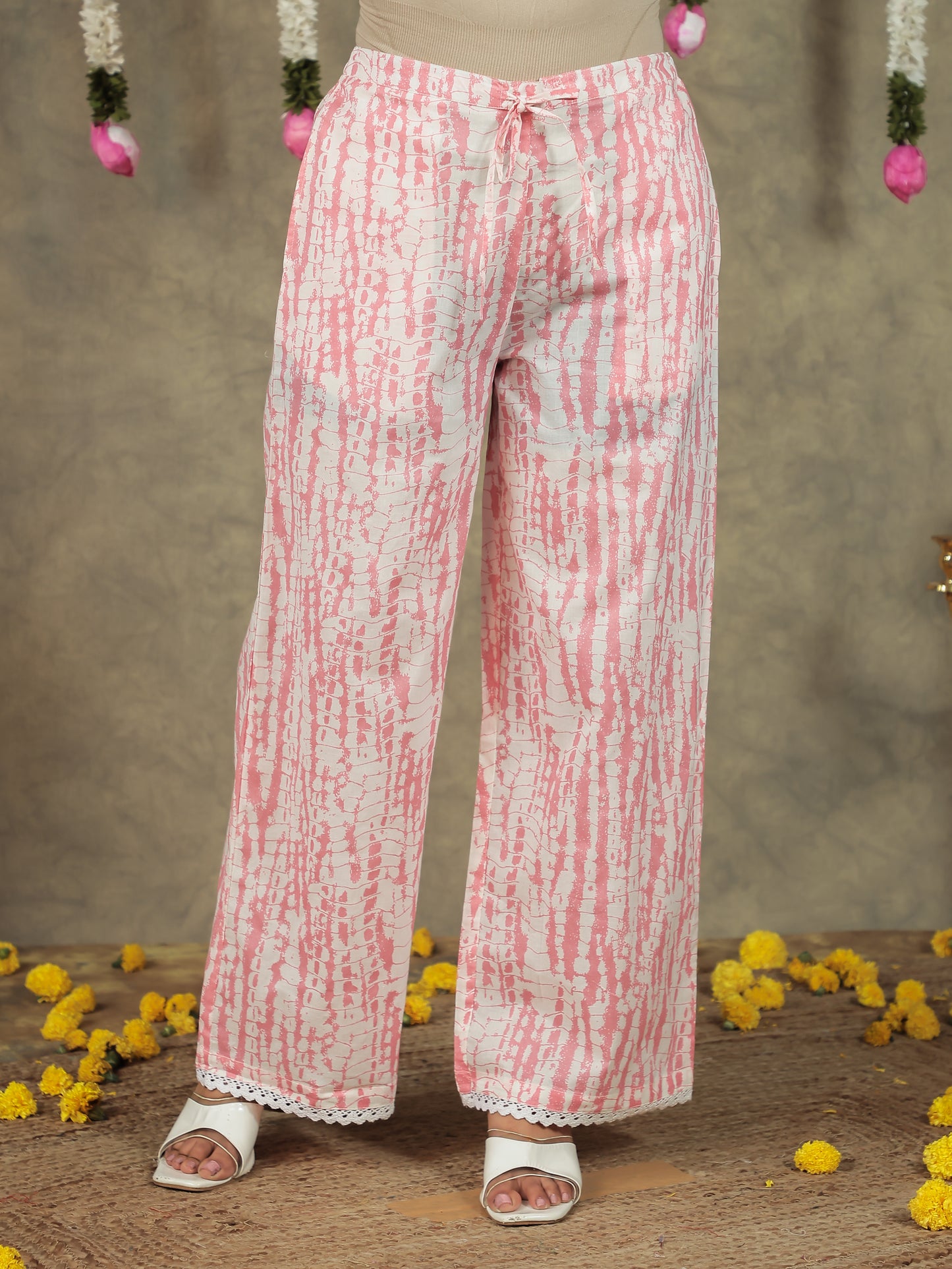 Soft Cotton Tie-Dye Pink Palazzo