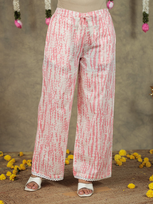 Soft Cotton Tie-Dye Pink Palazzo