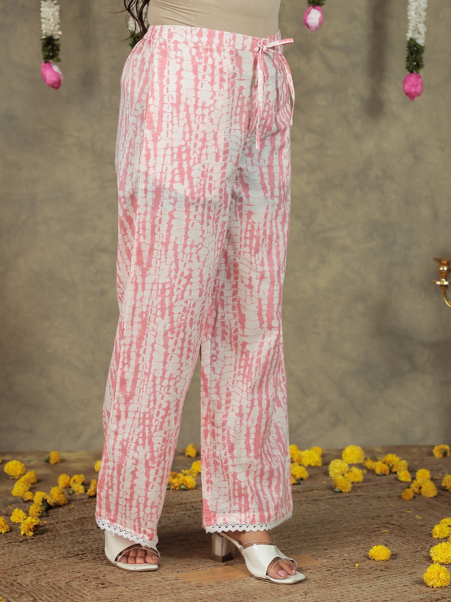 Soft Cotton Tie-Dye Pink Palazzo