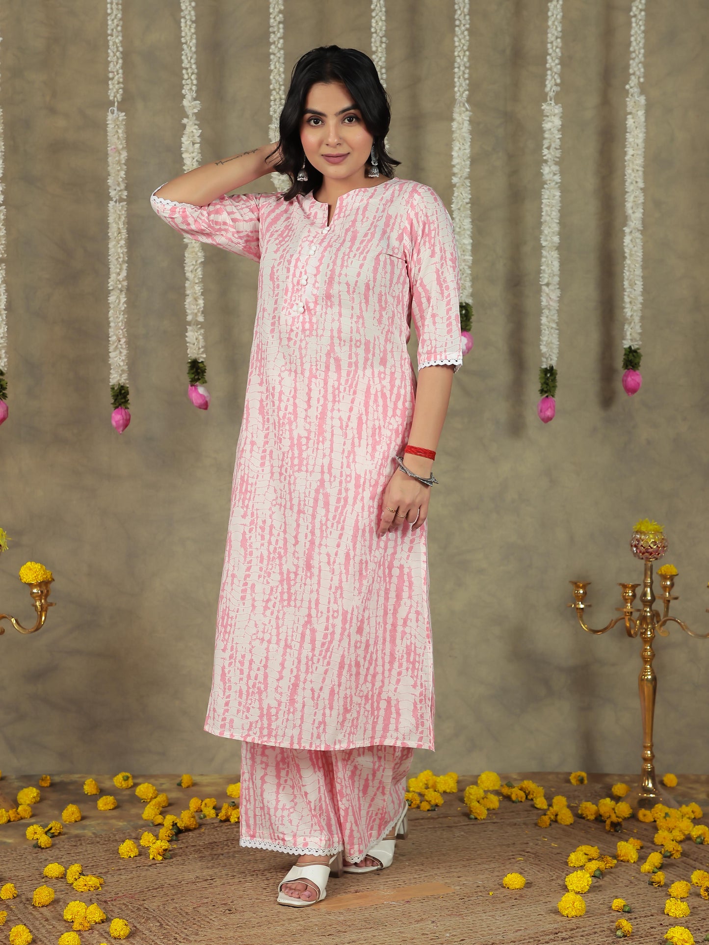 Soft Cotton Tie-dye A-line Off White Kurta
