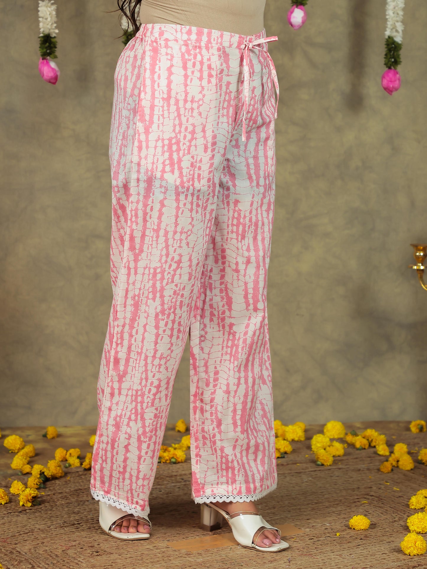 Soft Cotton Tie-dye A-line Off White Kurta