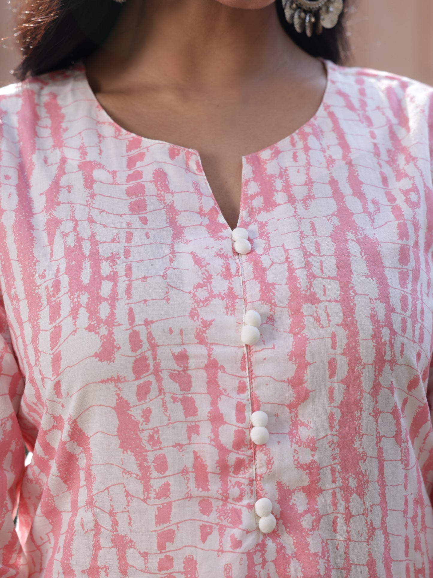 Soft Cotton Tie-dye A-line Pink Kurta