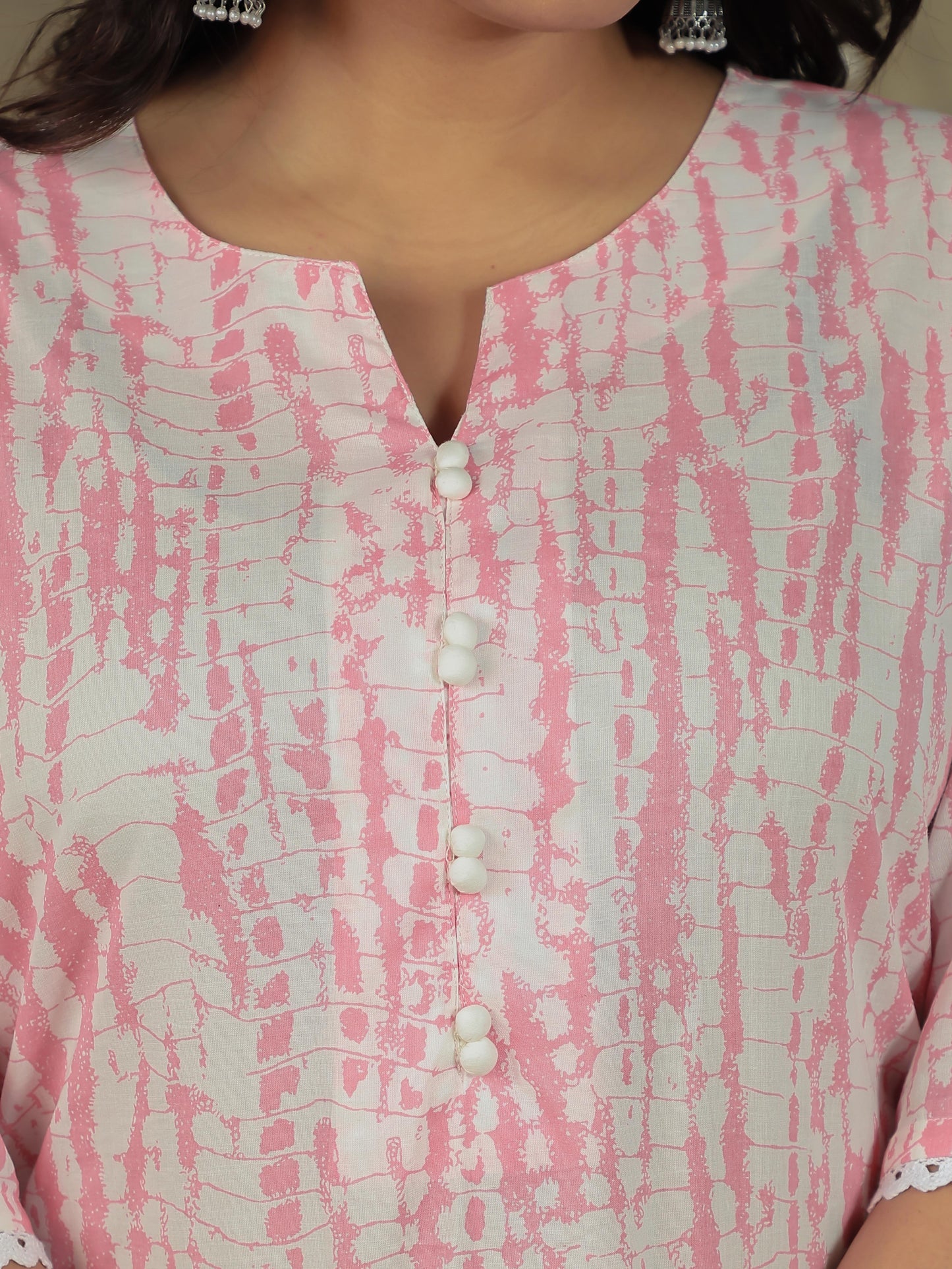 Soft Cotton Tie-dye A-line Off White Kurta