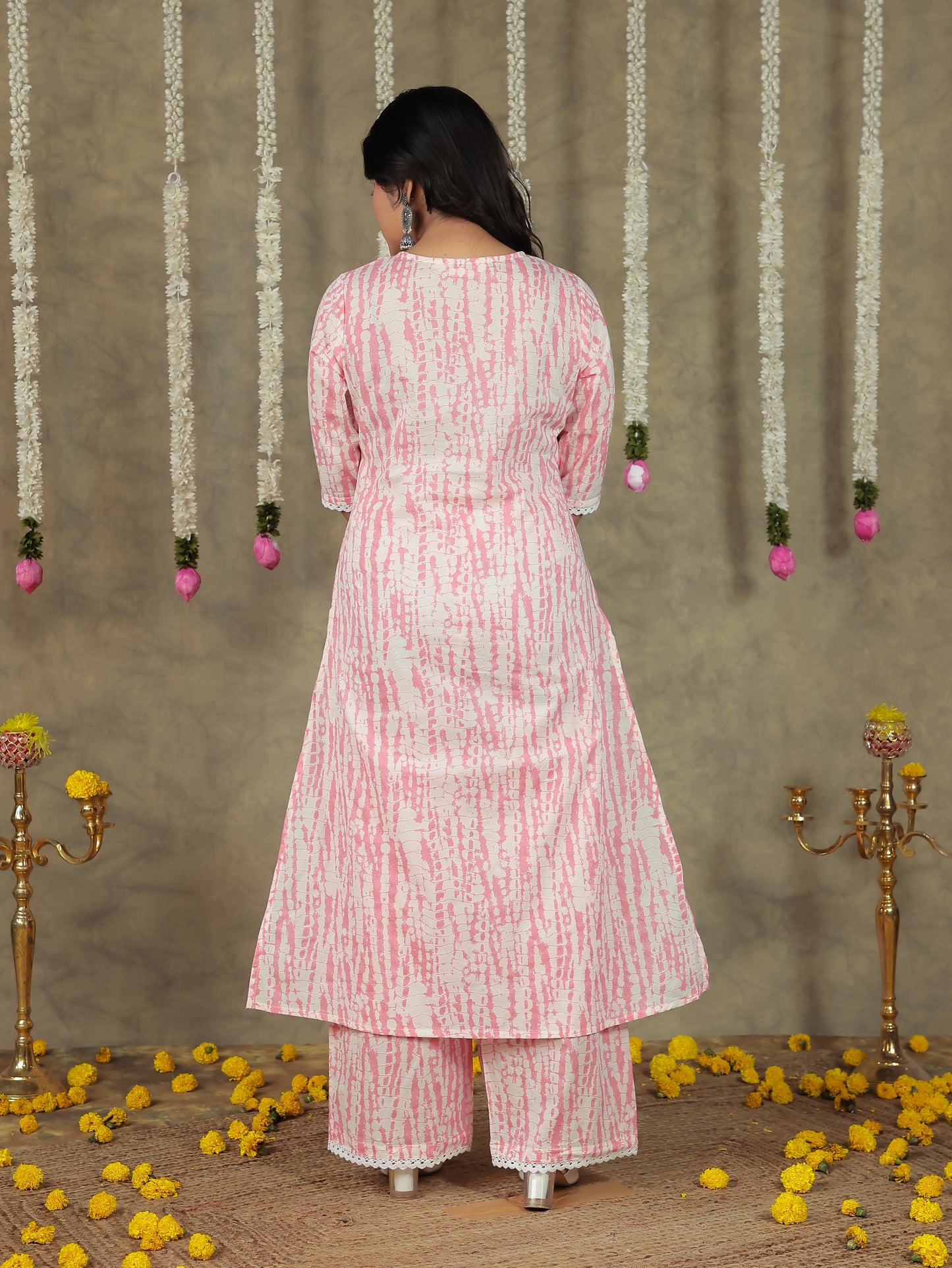 Soft Cotton Tie-dye A-line Off White Kurta