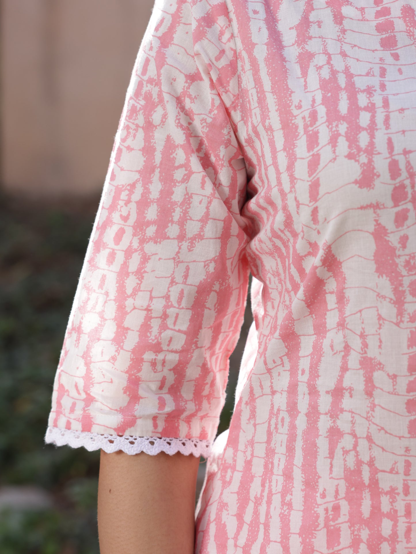 Soft Cotton Tie-dye A-line Pink Kurta
