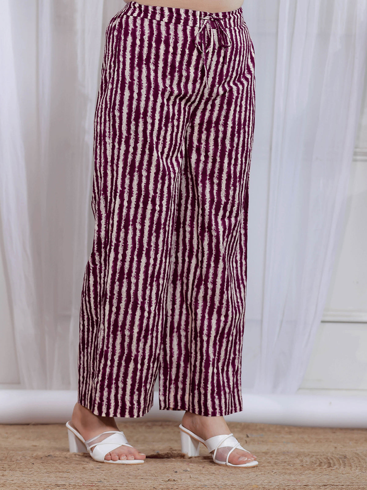 Soft Cotton Abstract Flared Purple Kurta