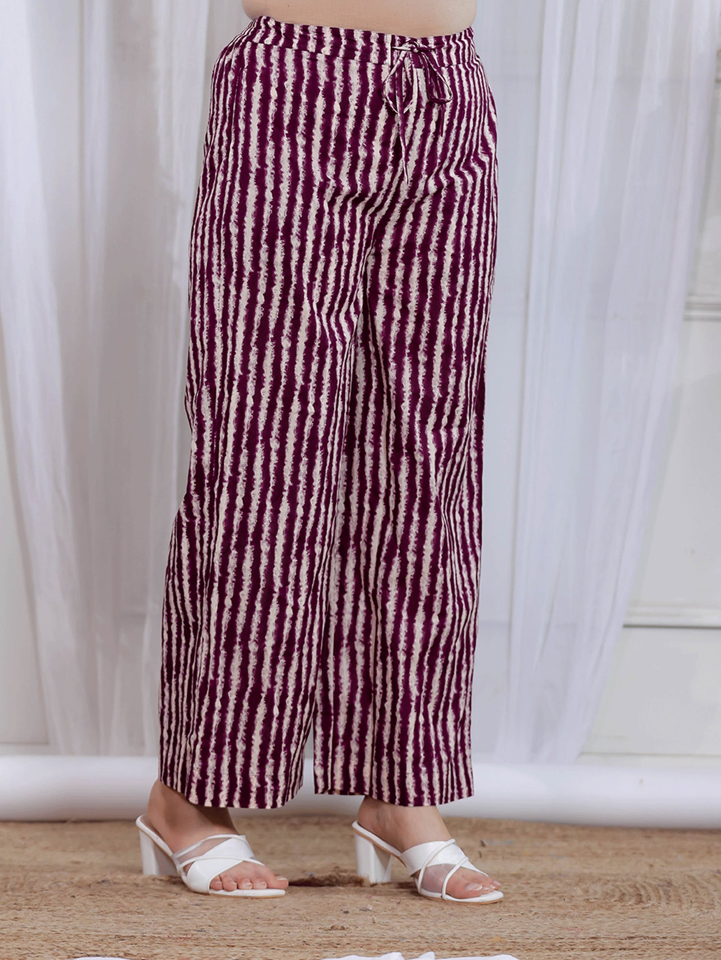 Soft Cotton Striped Purple Palazzo