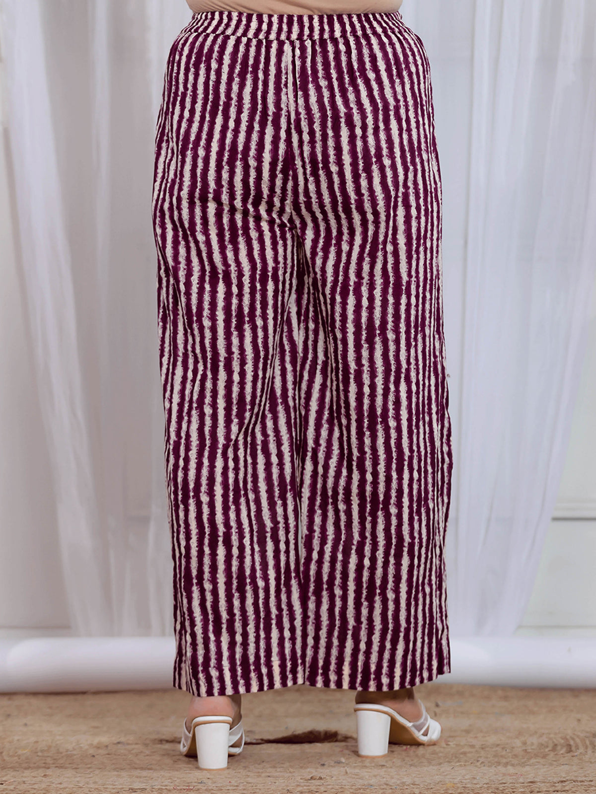 Soft Cotton Abstract Flared Purple Kurta