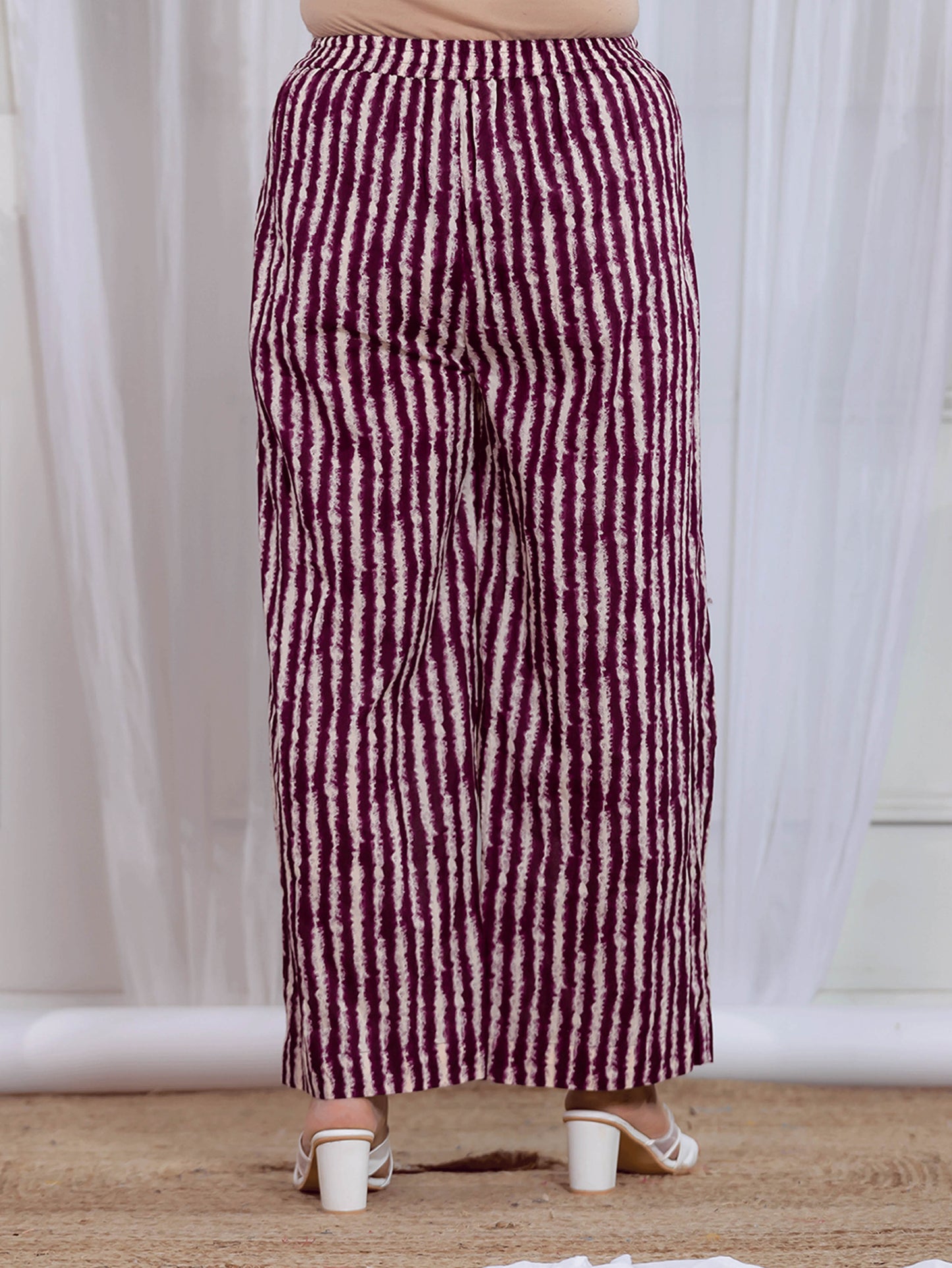 Soft Cotton Striped Purple Palazzo