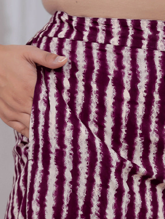 Soft Cotton Striped Purple Palazzo