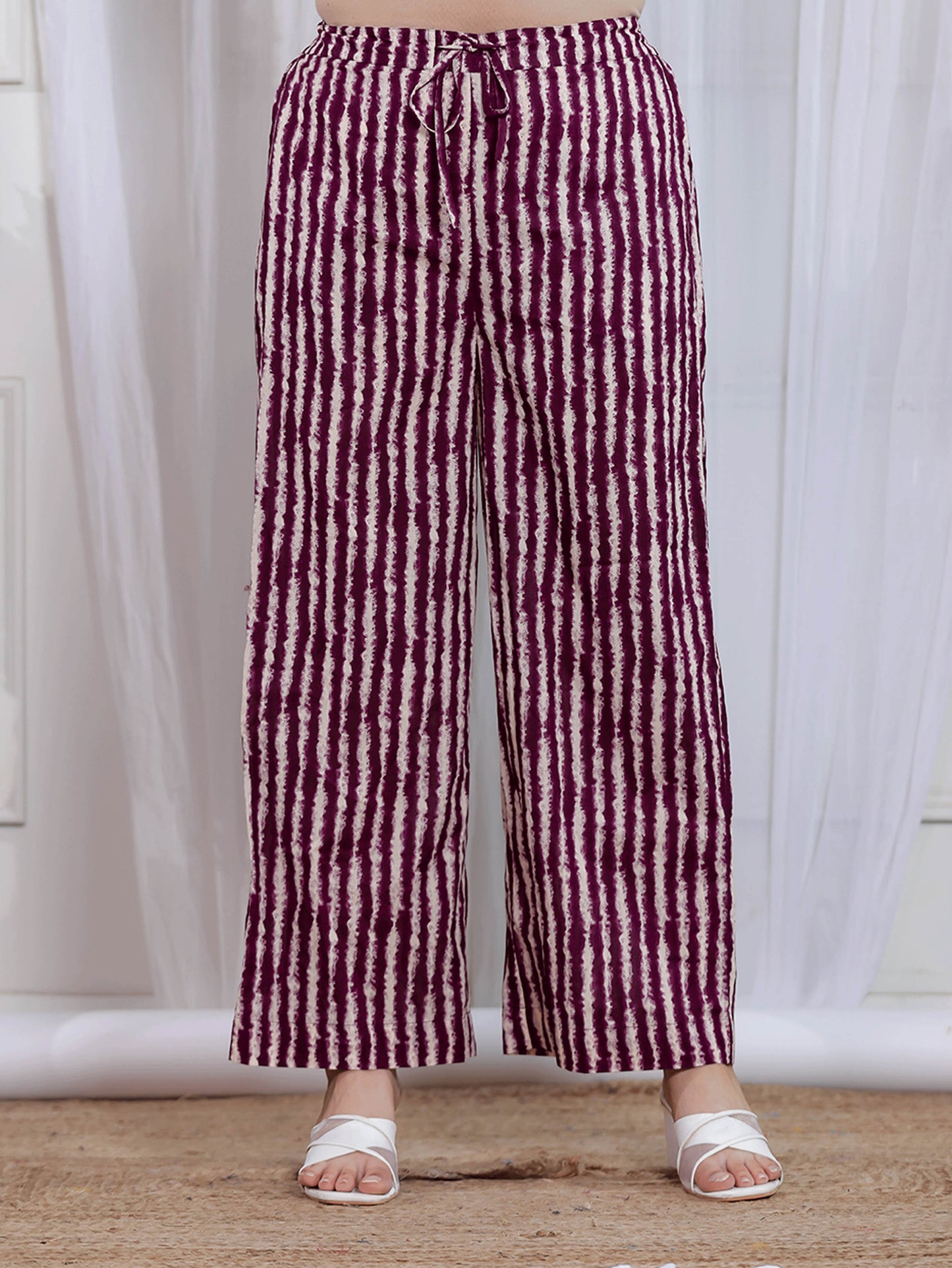 Soft Cotton Striped Purple Palazzo