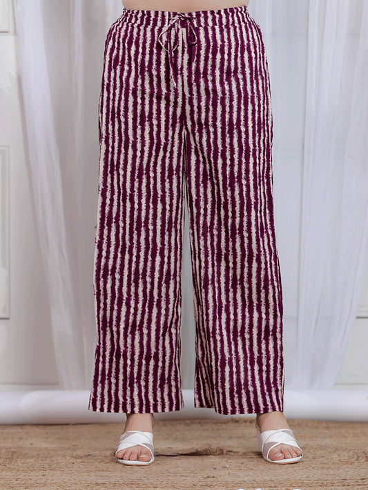Soft Cotton Striped Purple Palazzo