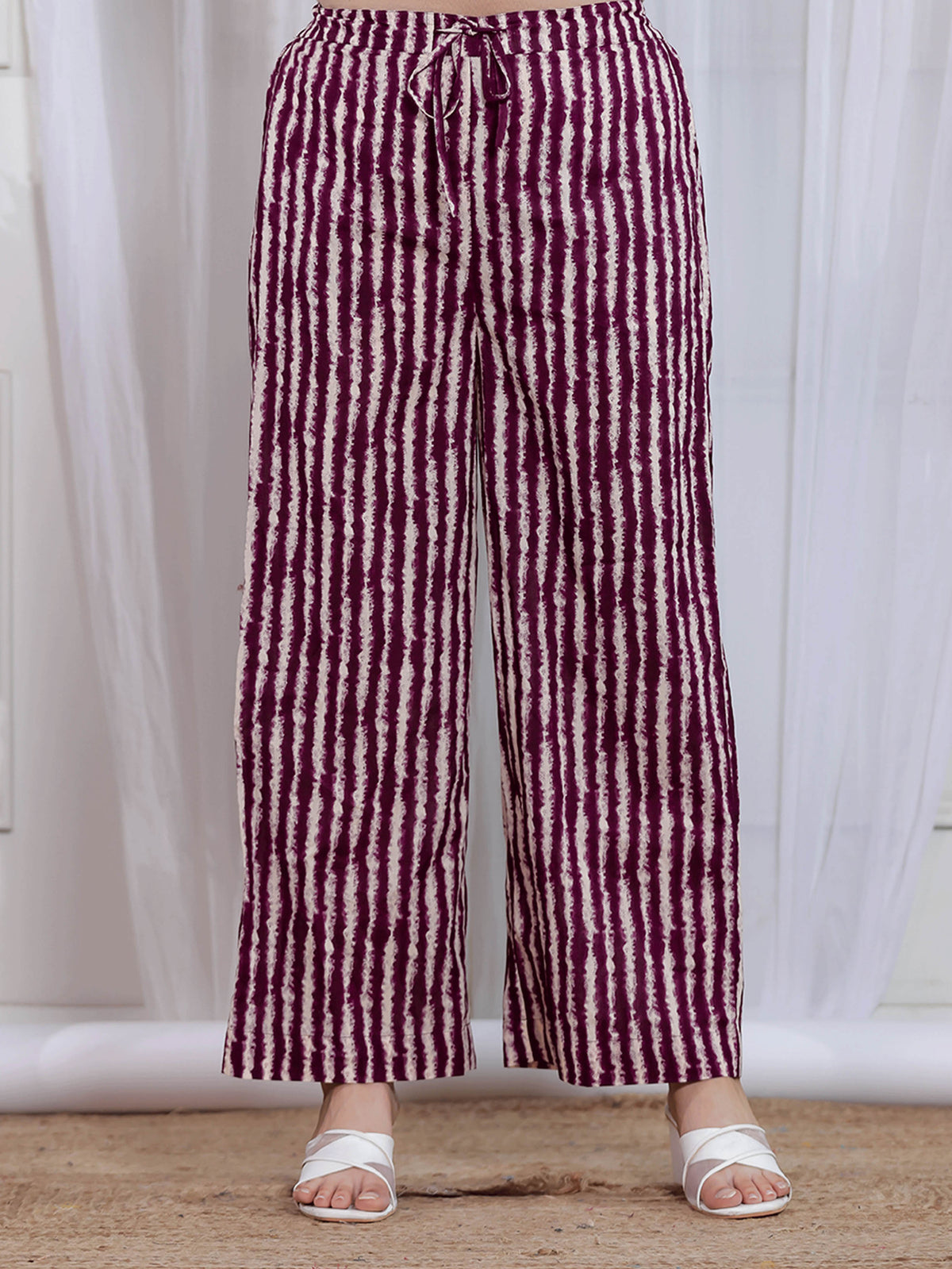 Soft Cotton Abstract Flared Purple Kurta