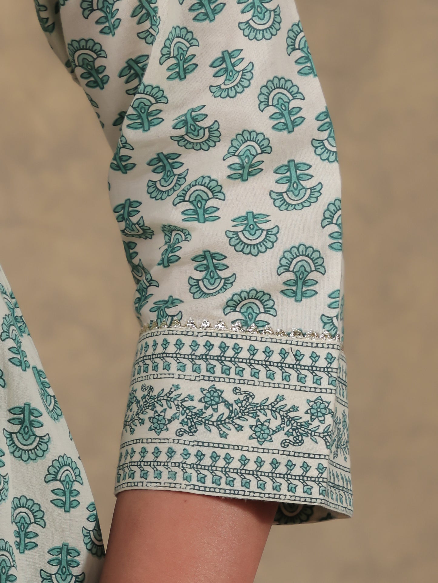 Embroidered Soft Cotton Butti Off White Kurta