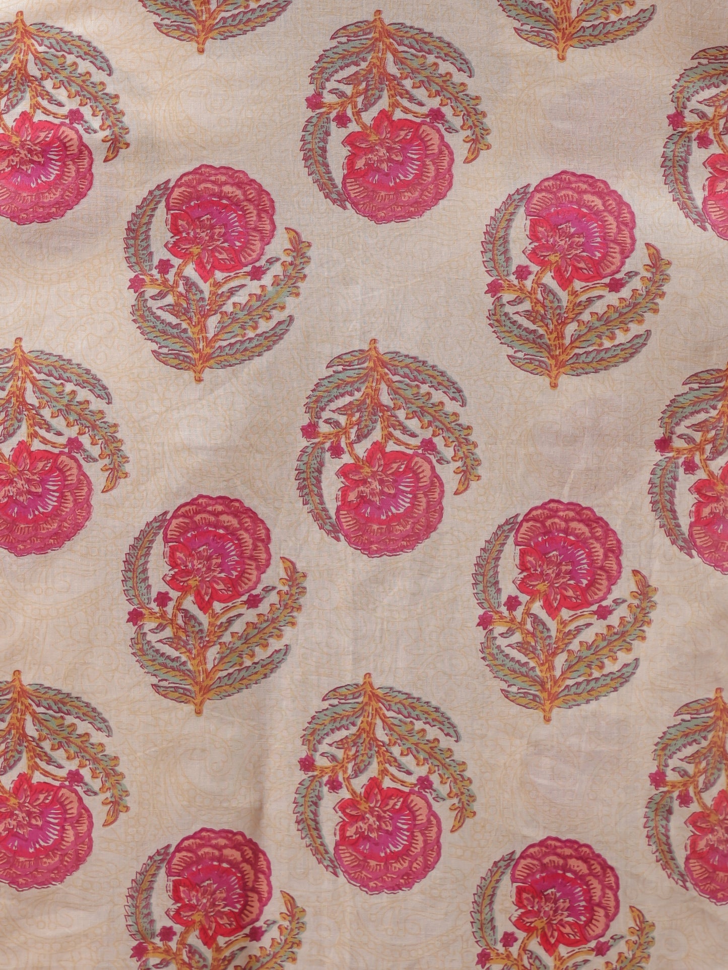 Soft Cotton Floral Straight Cream Kurta