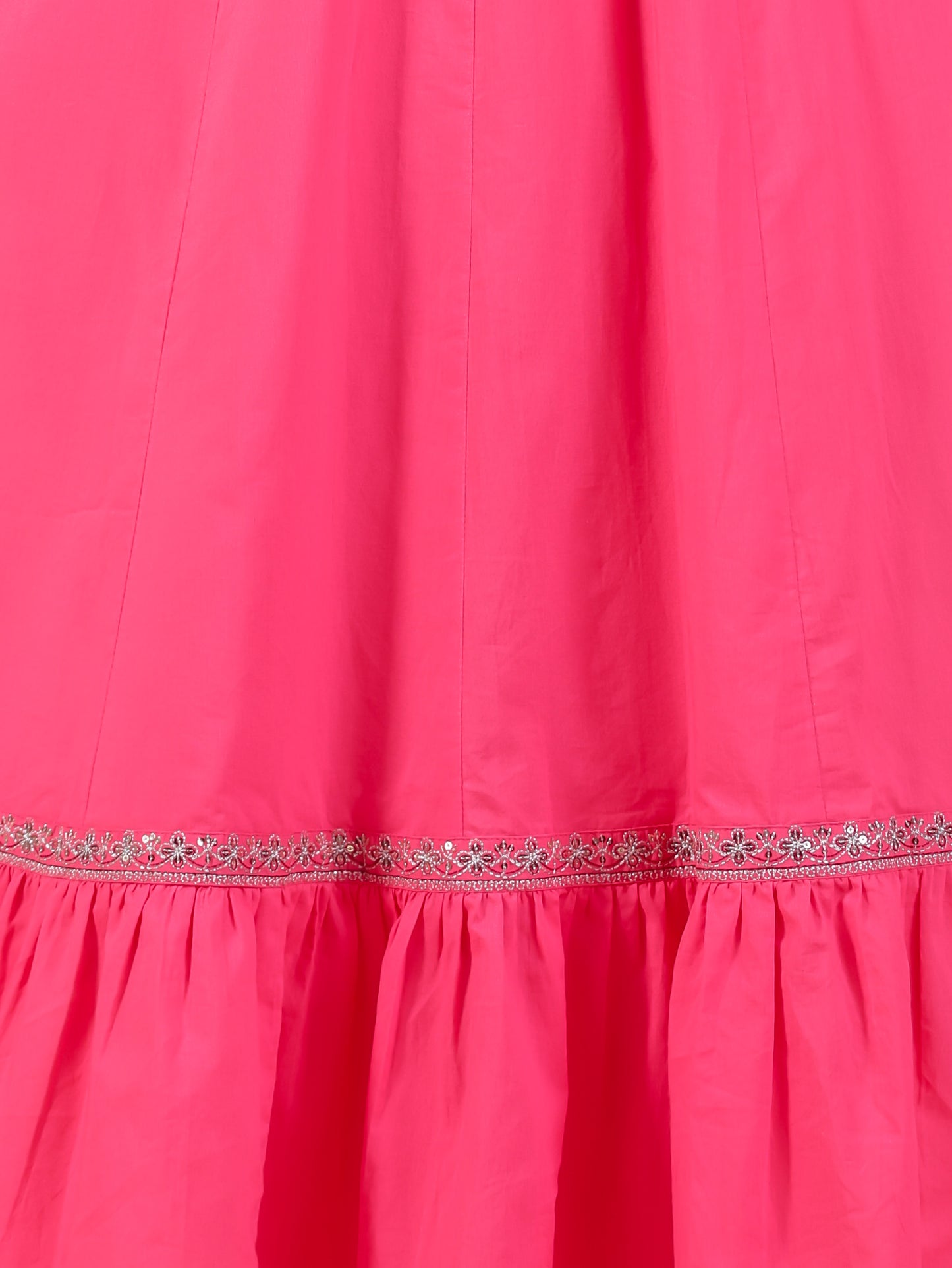 Embroidered Soft Cotton Solid Anarkali Pink Kurta