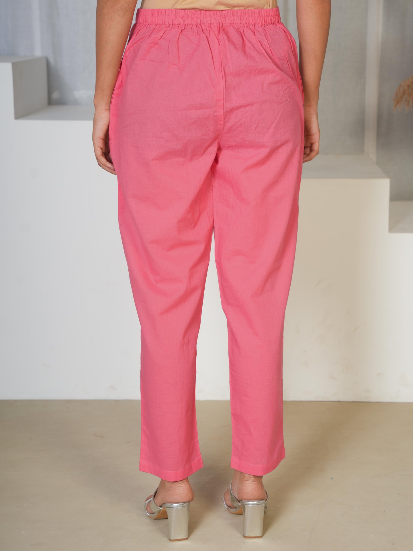 Embroidered Soft Cotton Solid Angrakha Pink Kurta