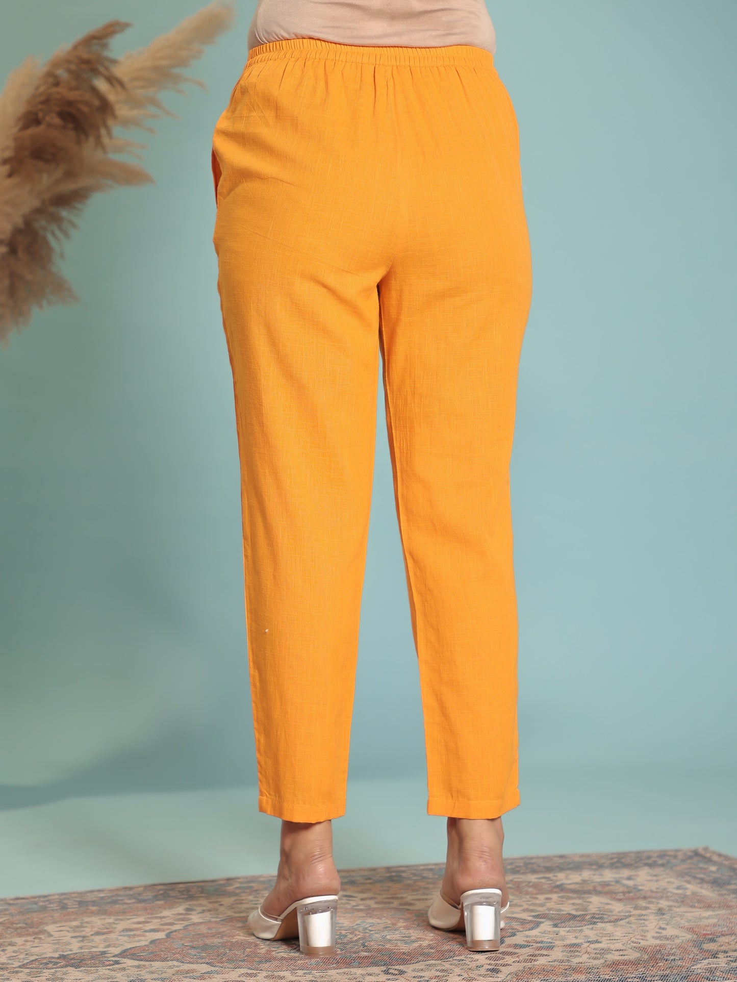 Natural Cotton Solid Panelled Yellow Kurta