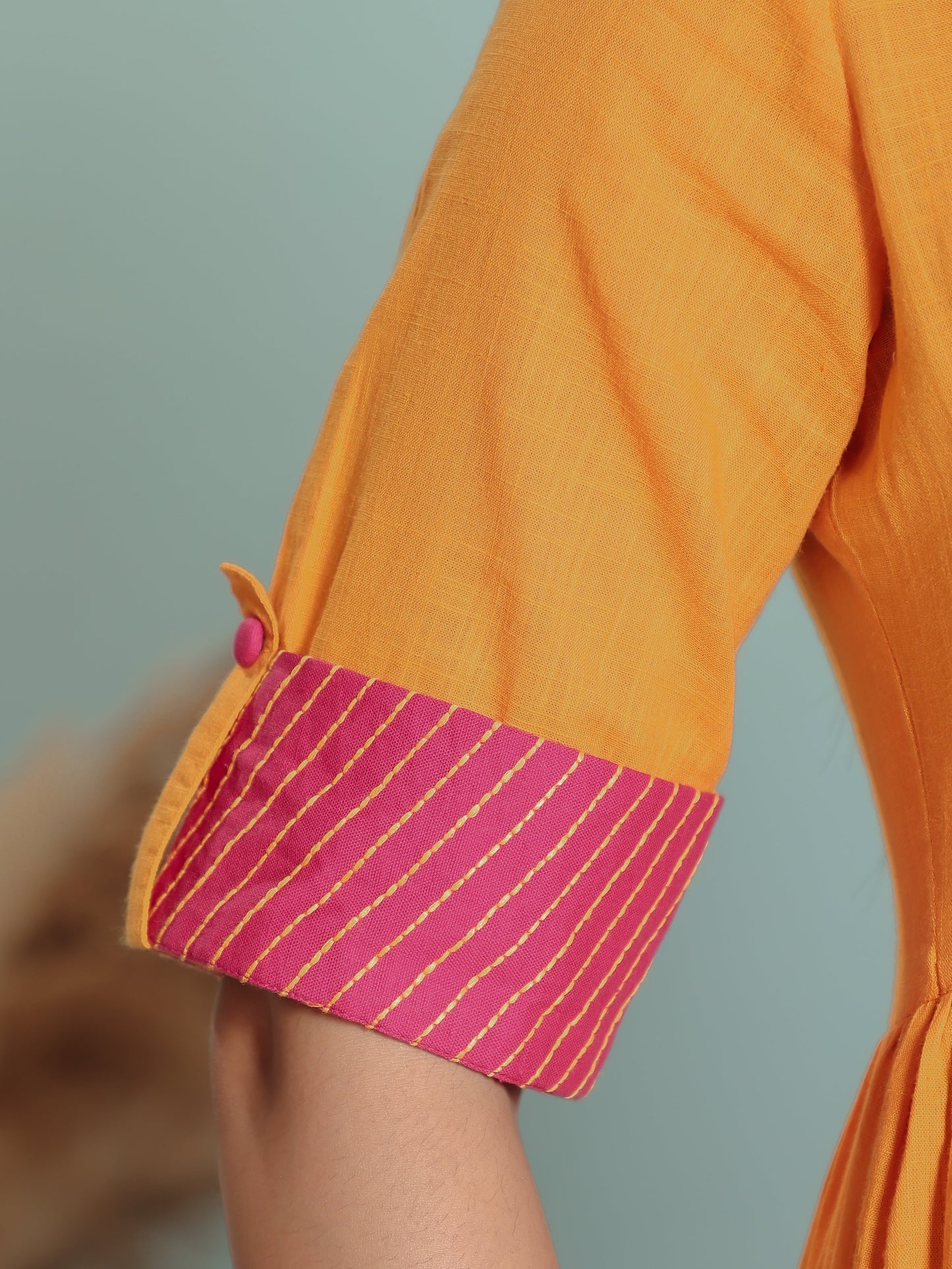 Natural Cotton Solid Panelled Yellow Kurta