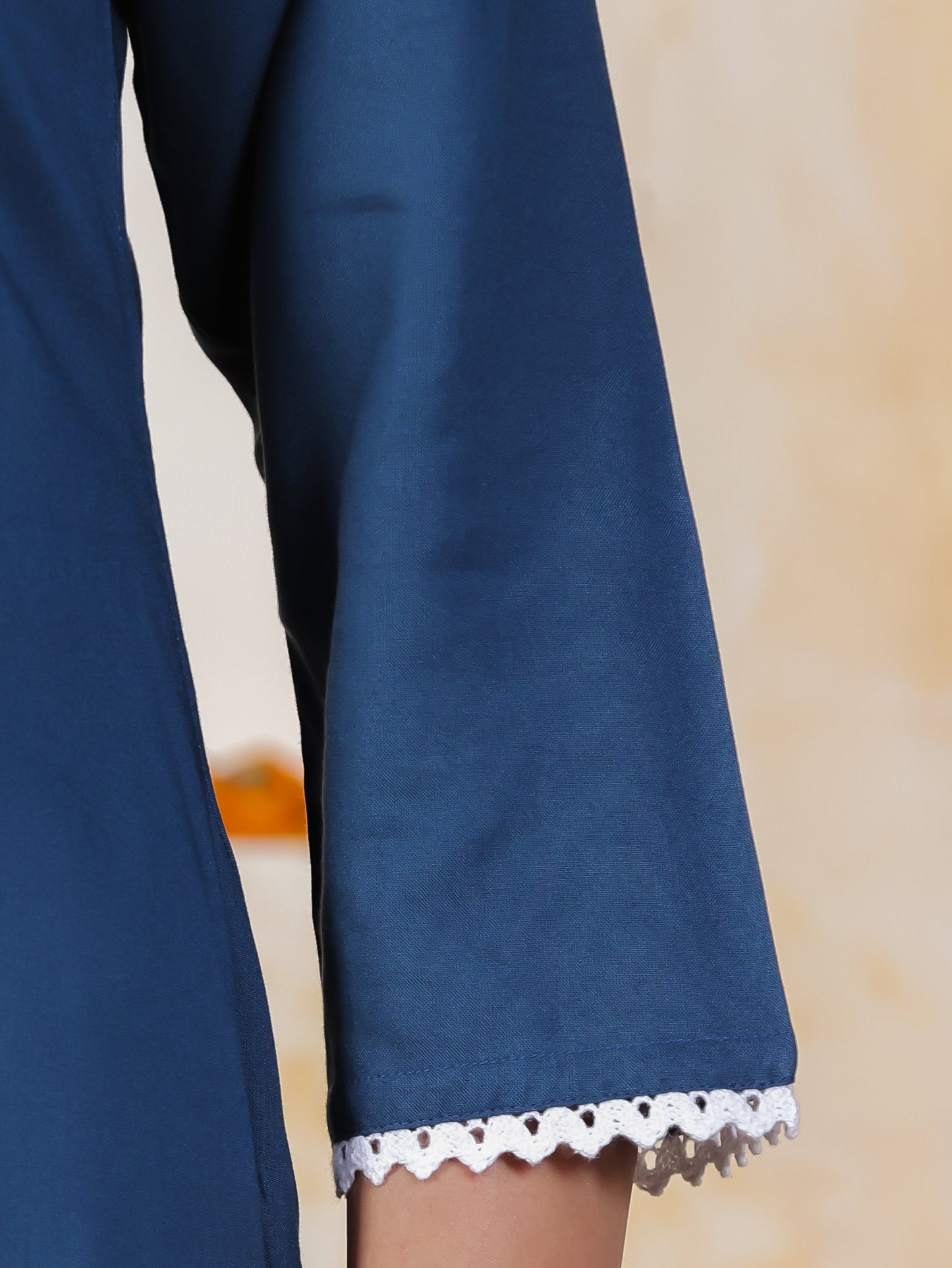 Embroidered Soft Cotton Solid Straight Blue Kurta