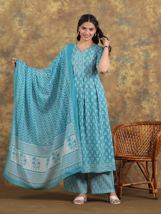 Cotton Voile Striped Blue Dupatta