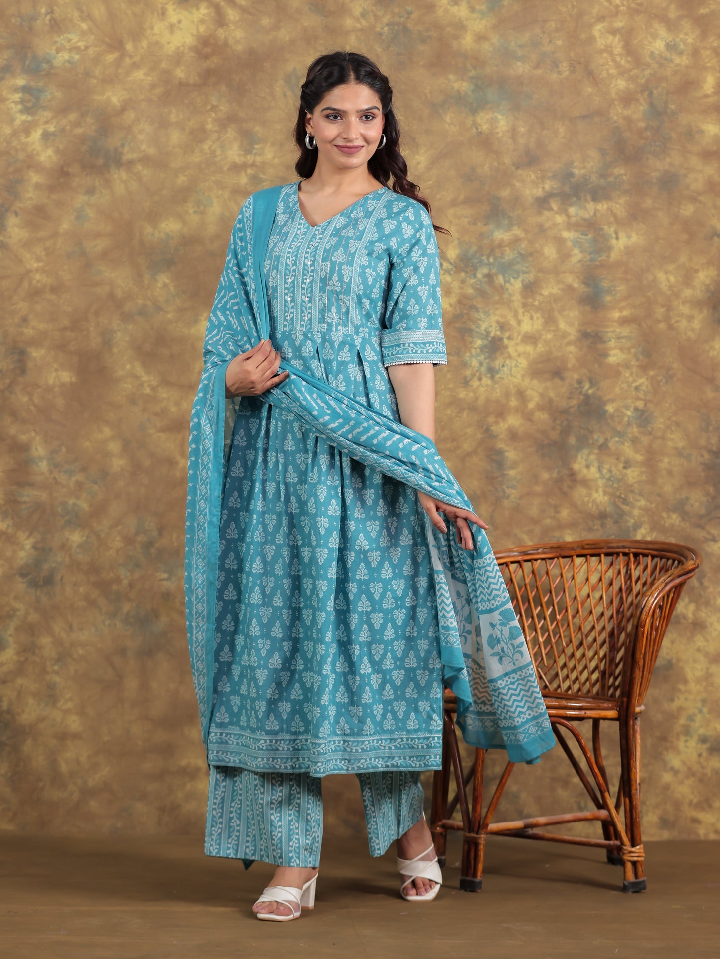 Cotton Voile Striped Blue Dupatta