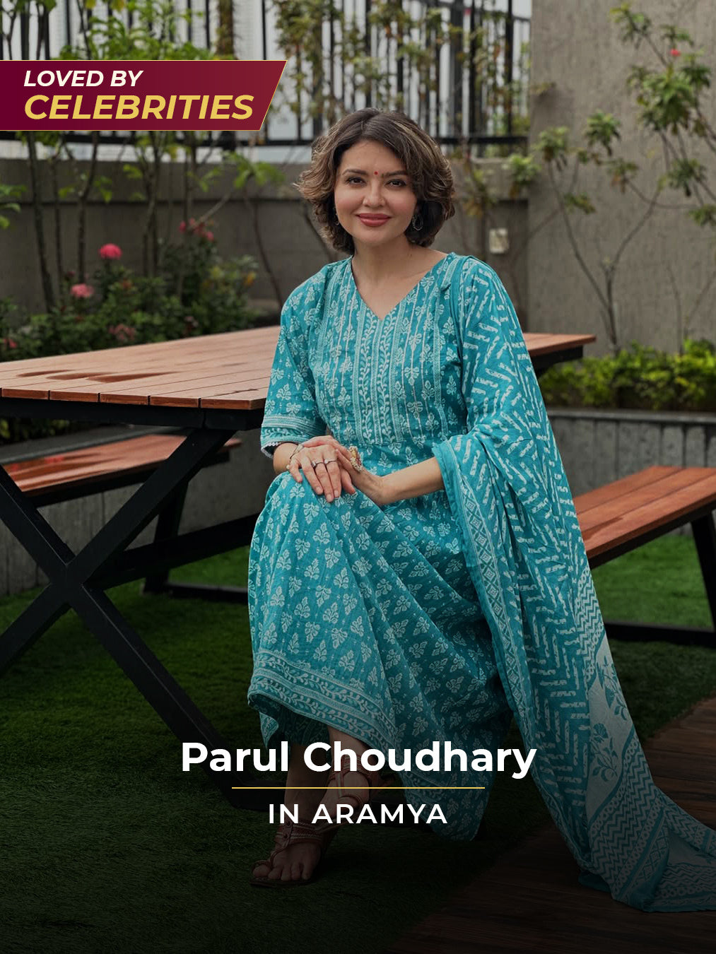 Embroidered Soft Cotton Block Print Flared Turquoise Blue Kurta