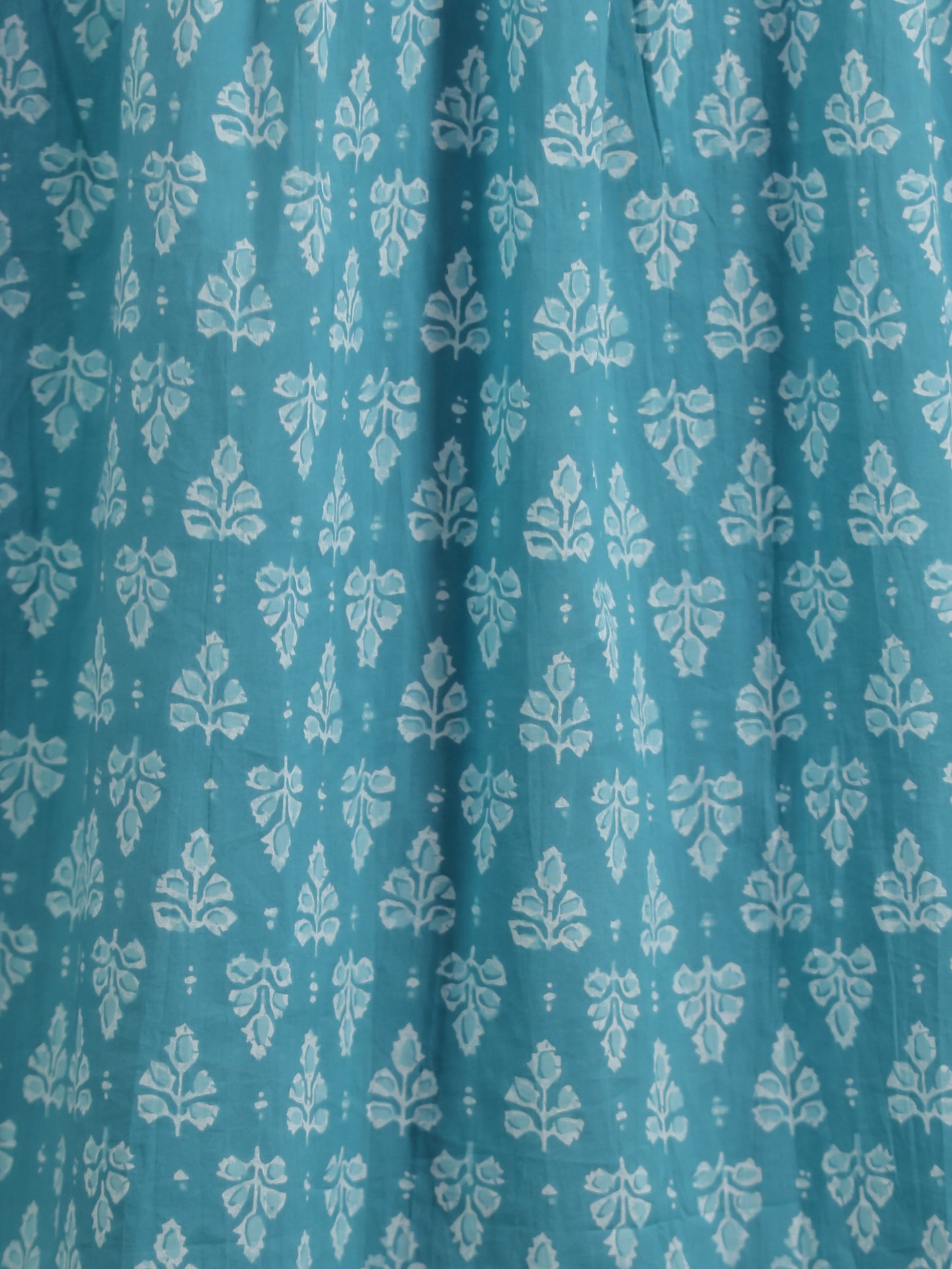 Embroidered Soft Cotton Block A-line Blue Kurta