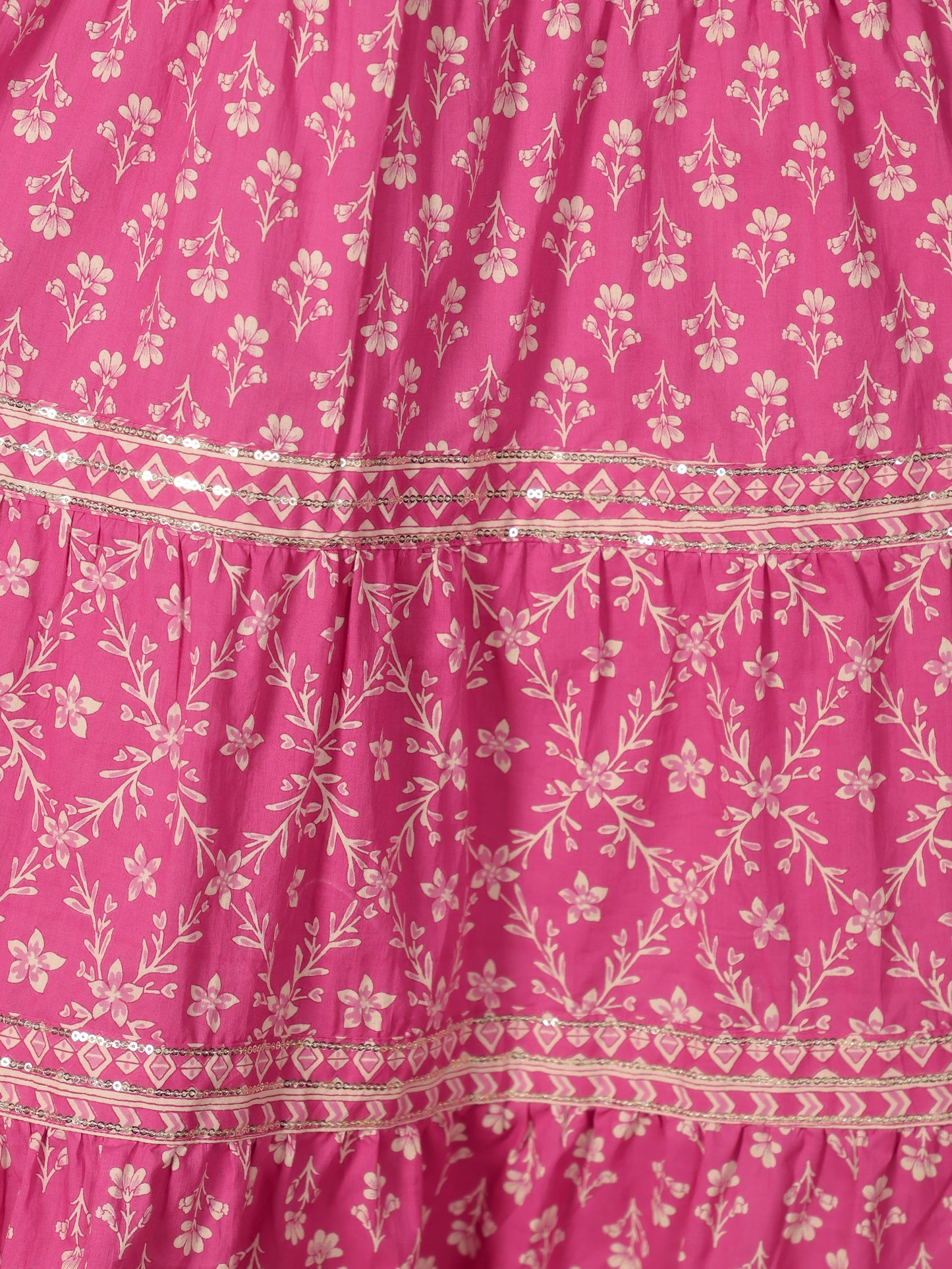 Soft Cotton Floral Anarkali Pink Kurta