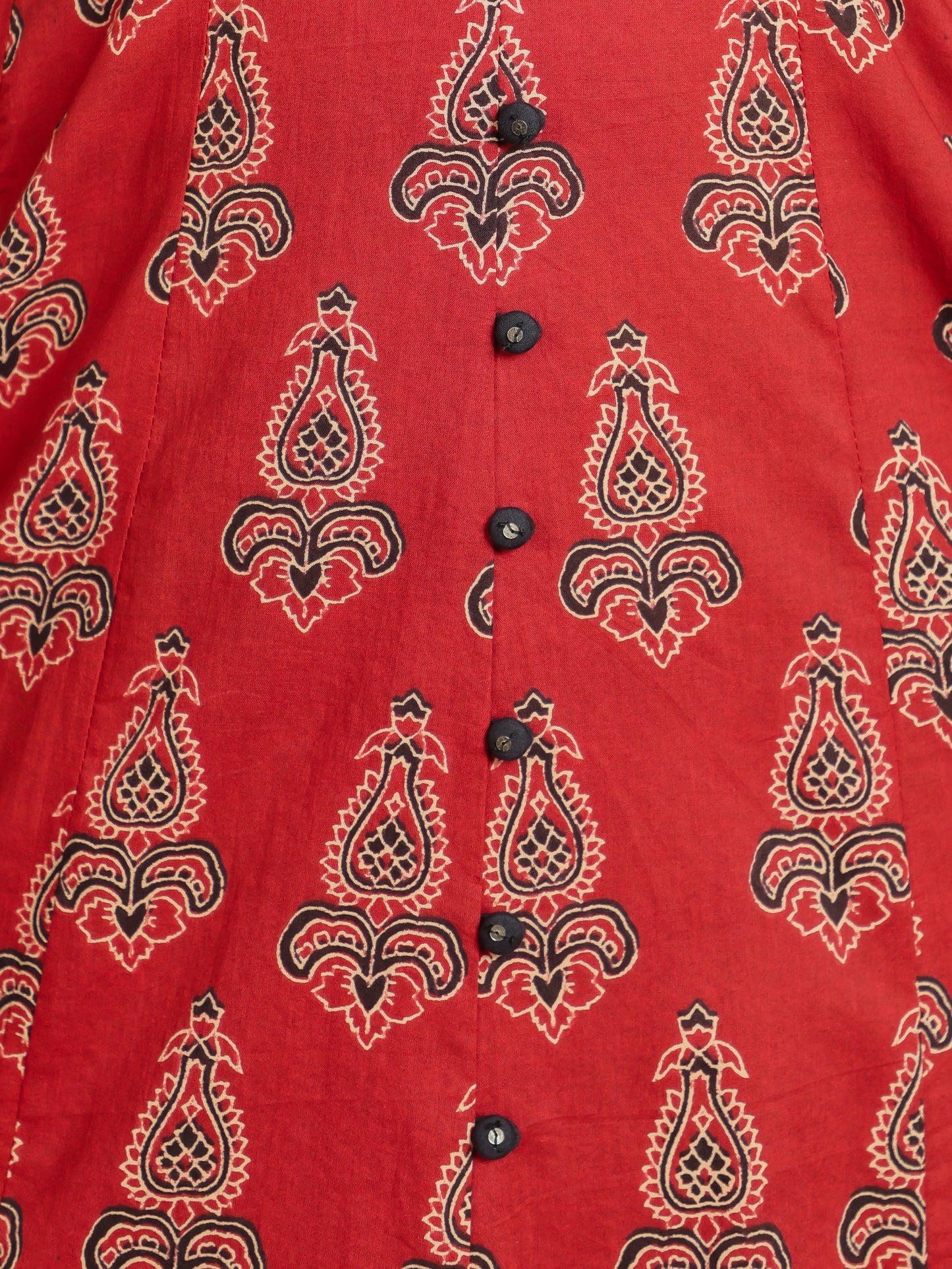 Soft Cotton Block High Low Red Kurta