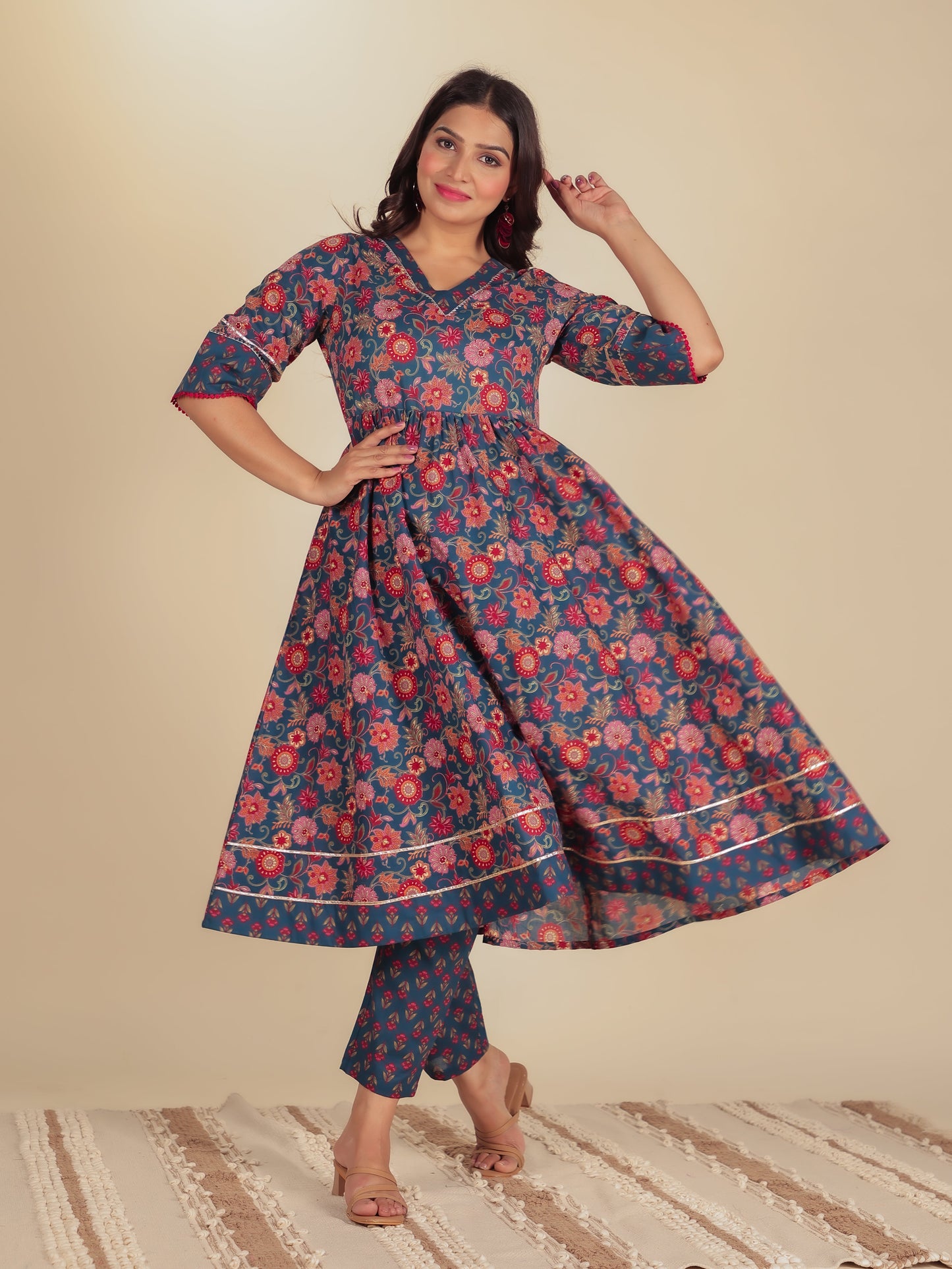 Soft Cotton Floral Kurta