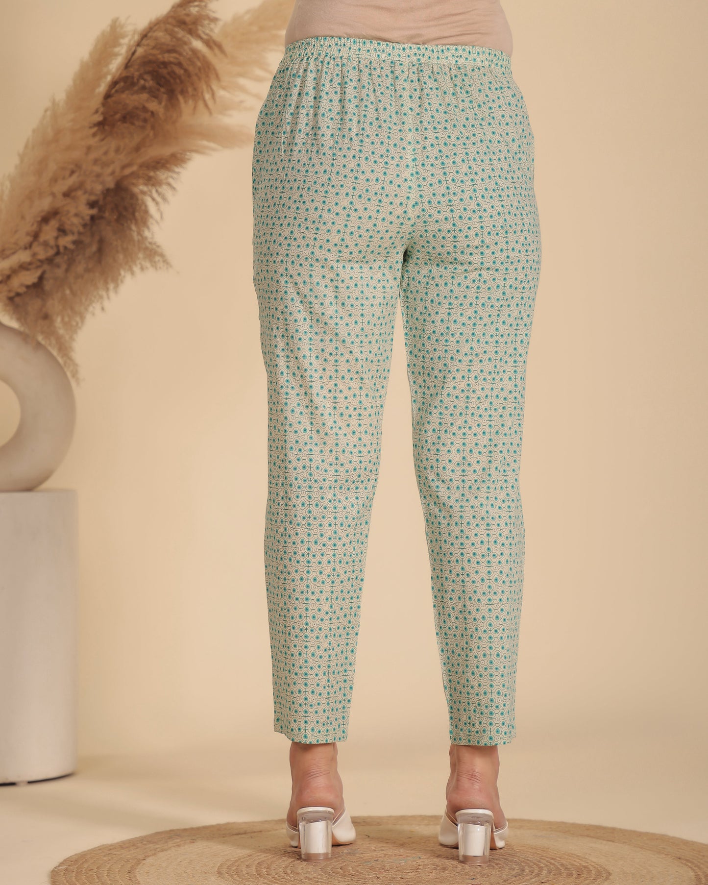 Soft Cotton Geometric Panelled Green