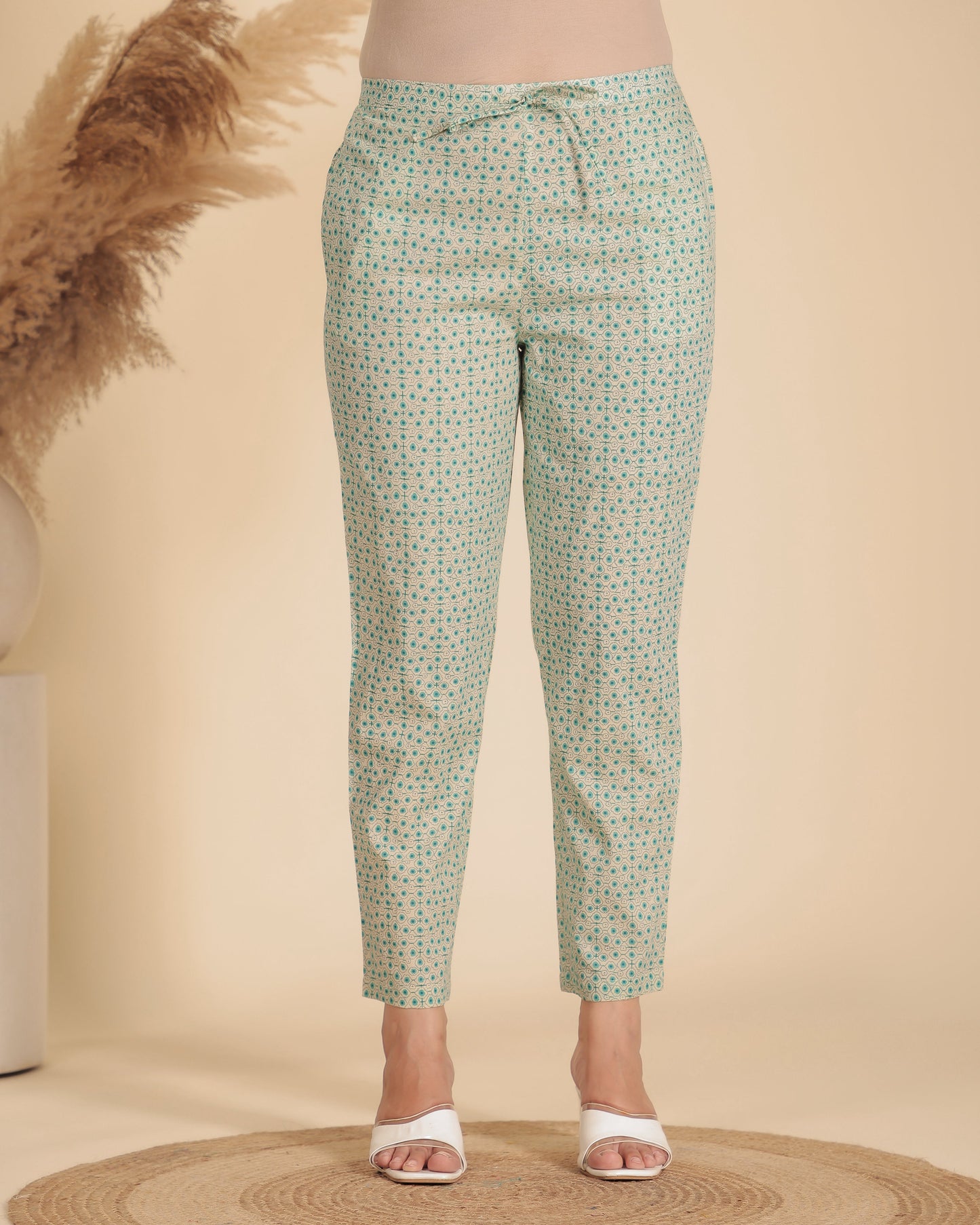 Soft Cotton Geometric Panelled Green