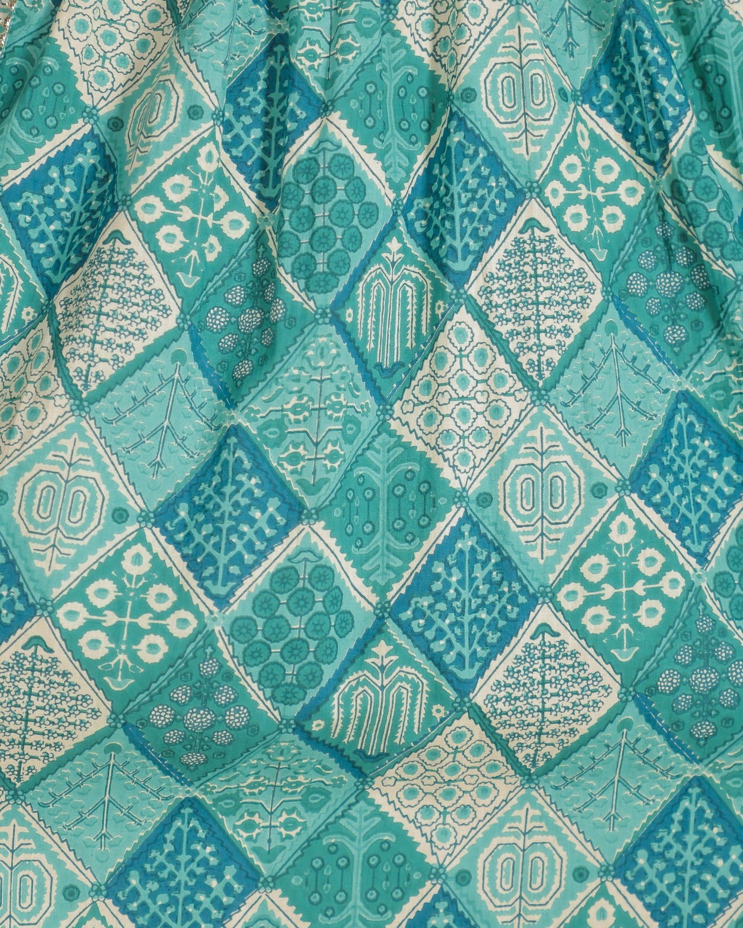 Soft Cotton Geometric Panelled Green