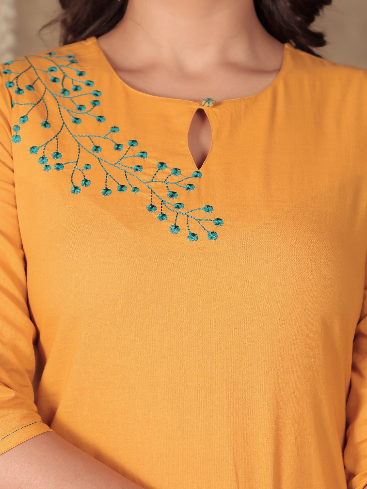 Soft Cotton Solid Straight Yellow Kurta