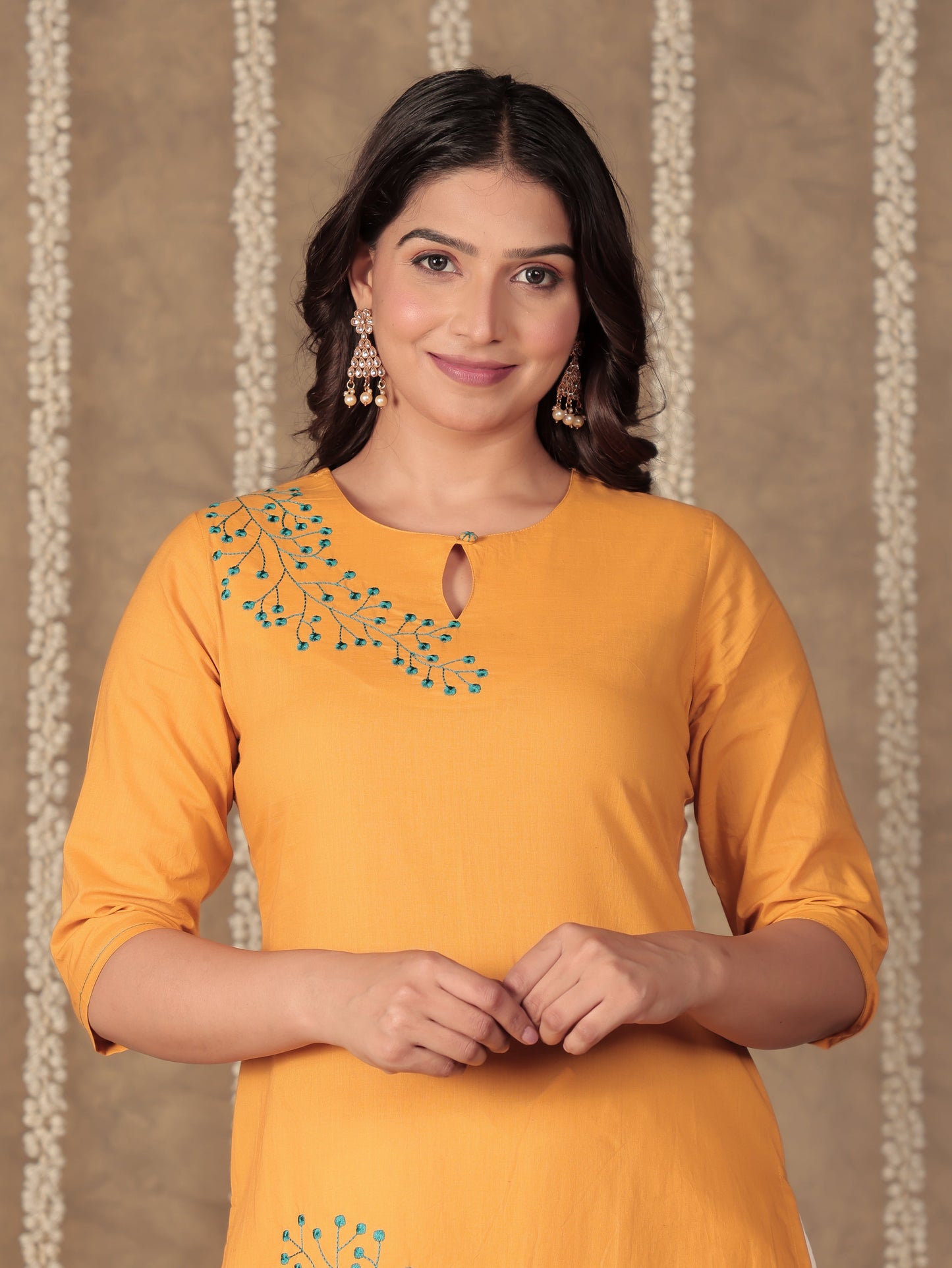 Soft Cotton Solid Straight Yellow Kurta
