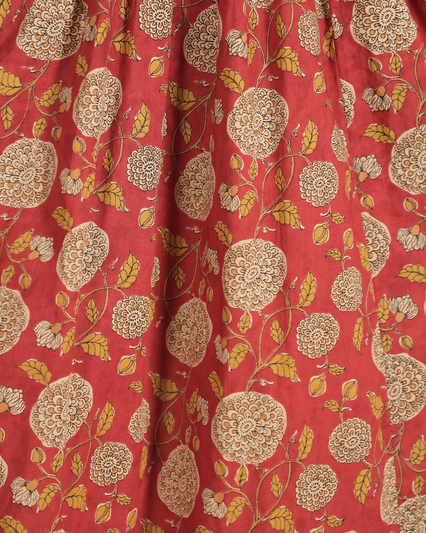 Soft Cotton Floral Flared Red Dress