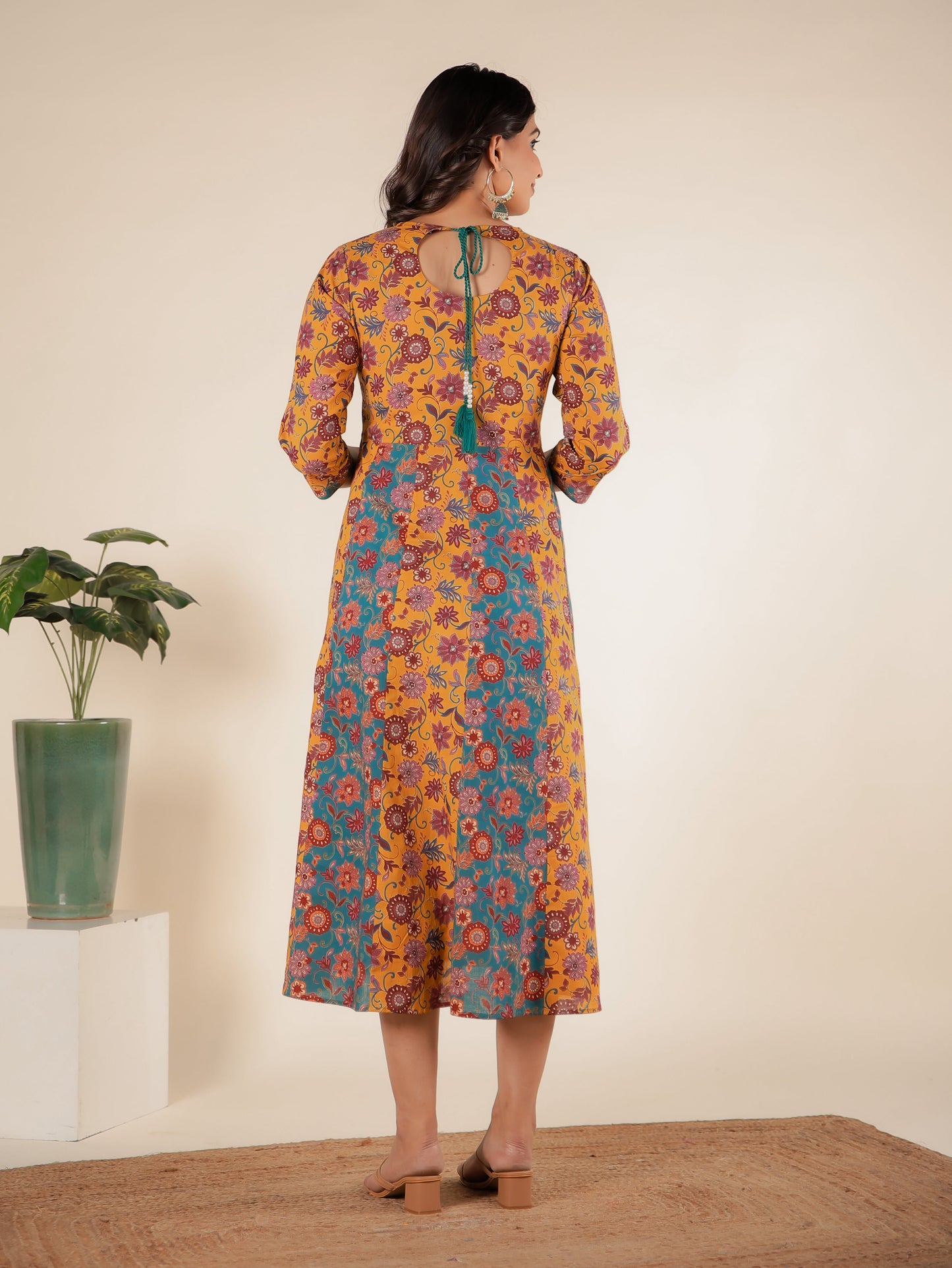 Soft Cotton Floral Anarkali Multicolor Dress