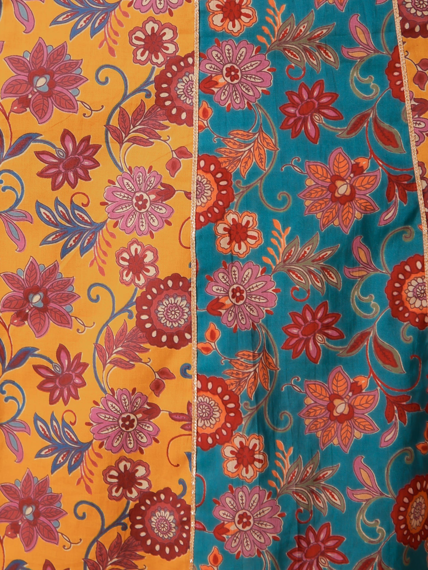 Soft Cotton Floral Anarkali Multicolor Dress