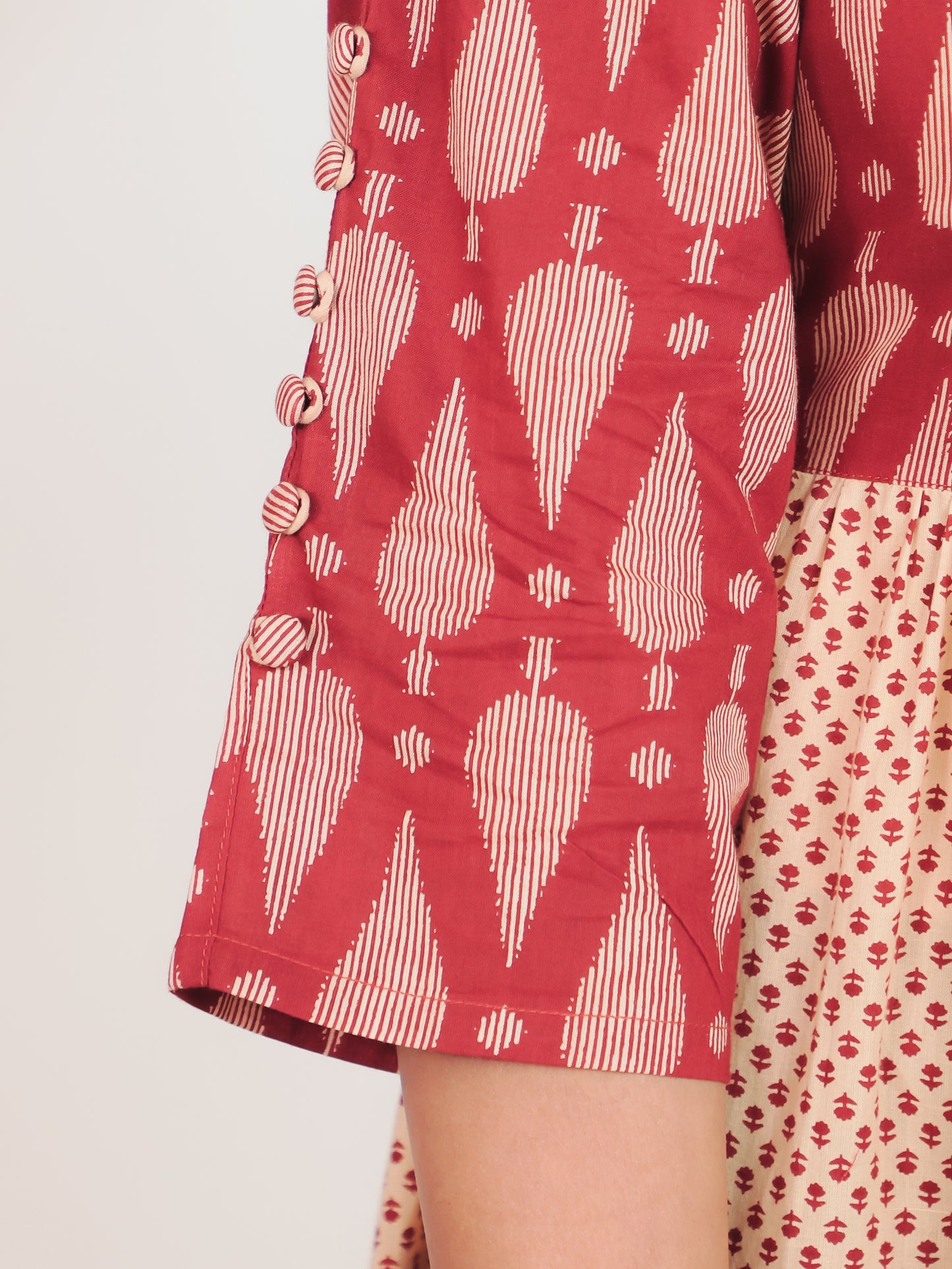 Embroidered Soft Cotton Geometric Anarkali Rust Kurta